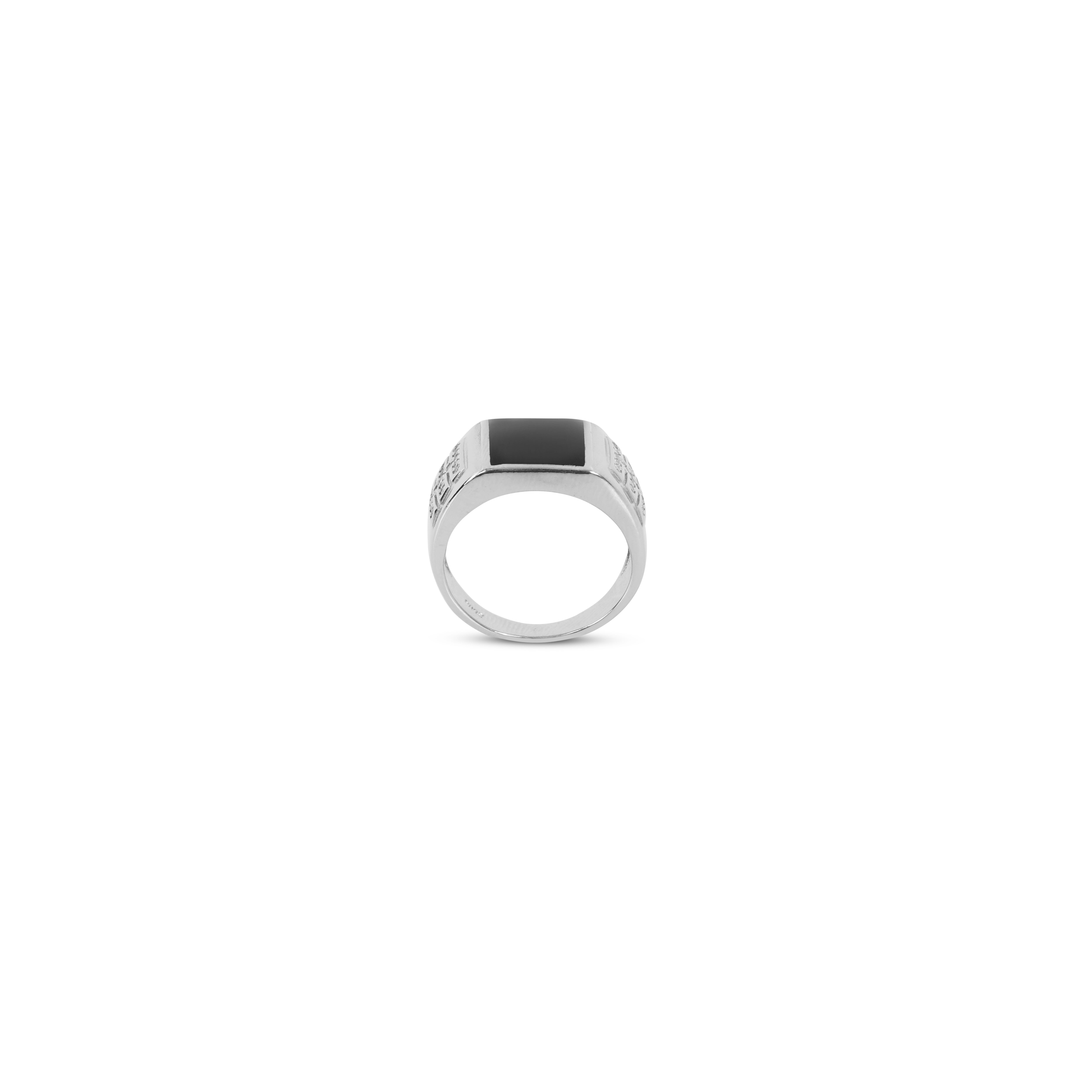 Black Stone Silver Ring for Men