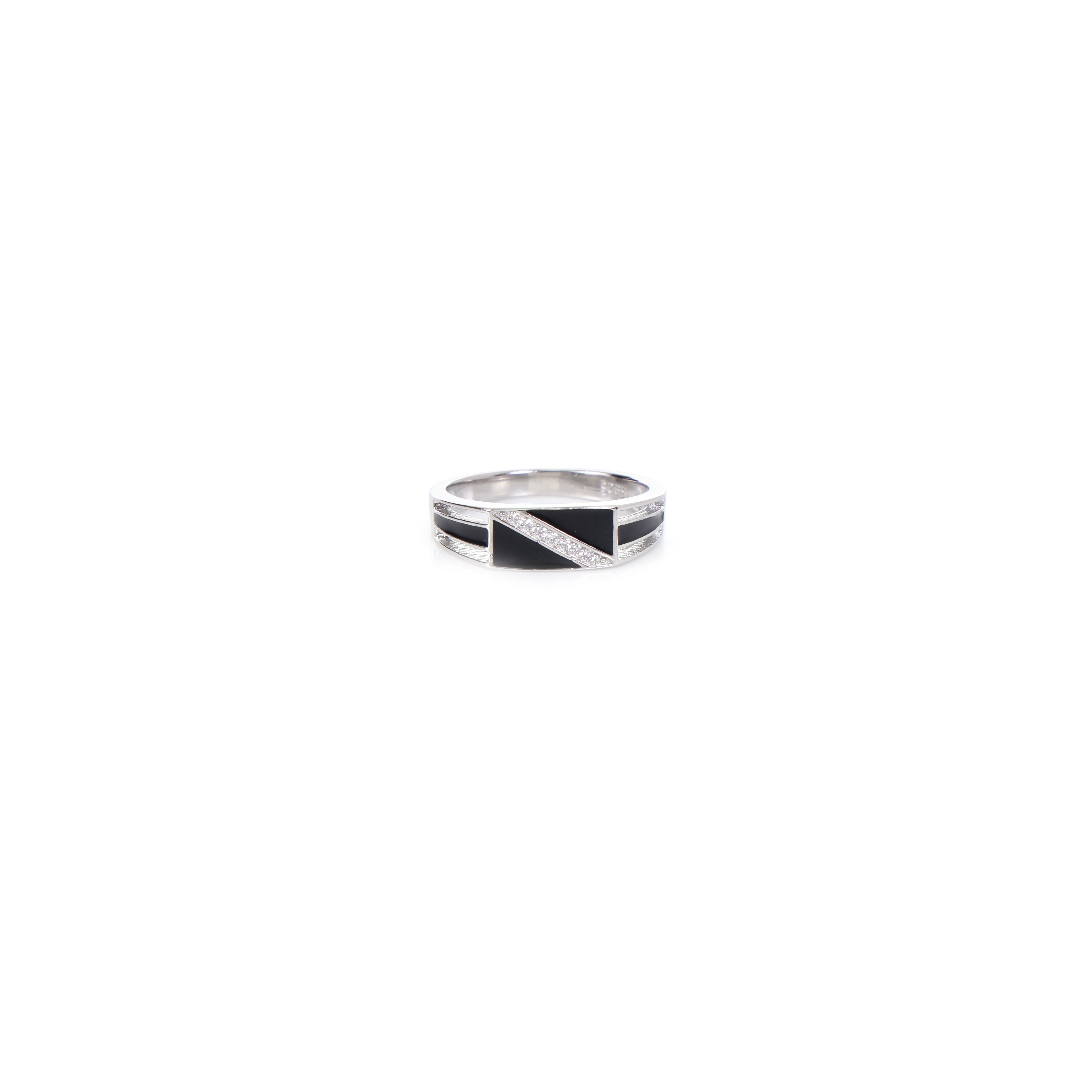 Silver checker design ring