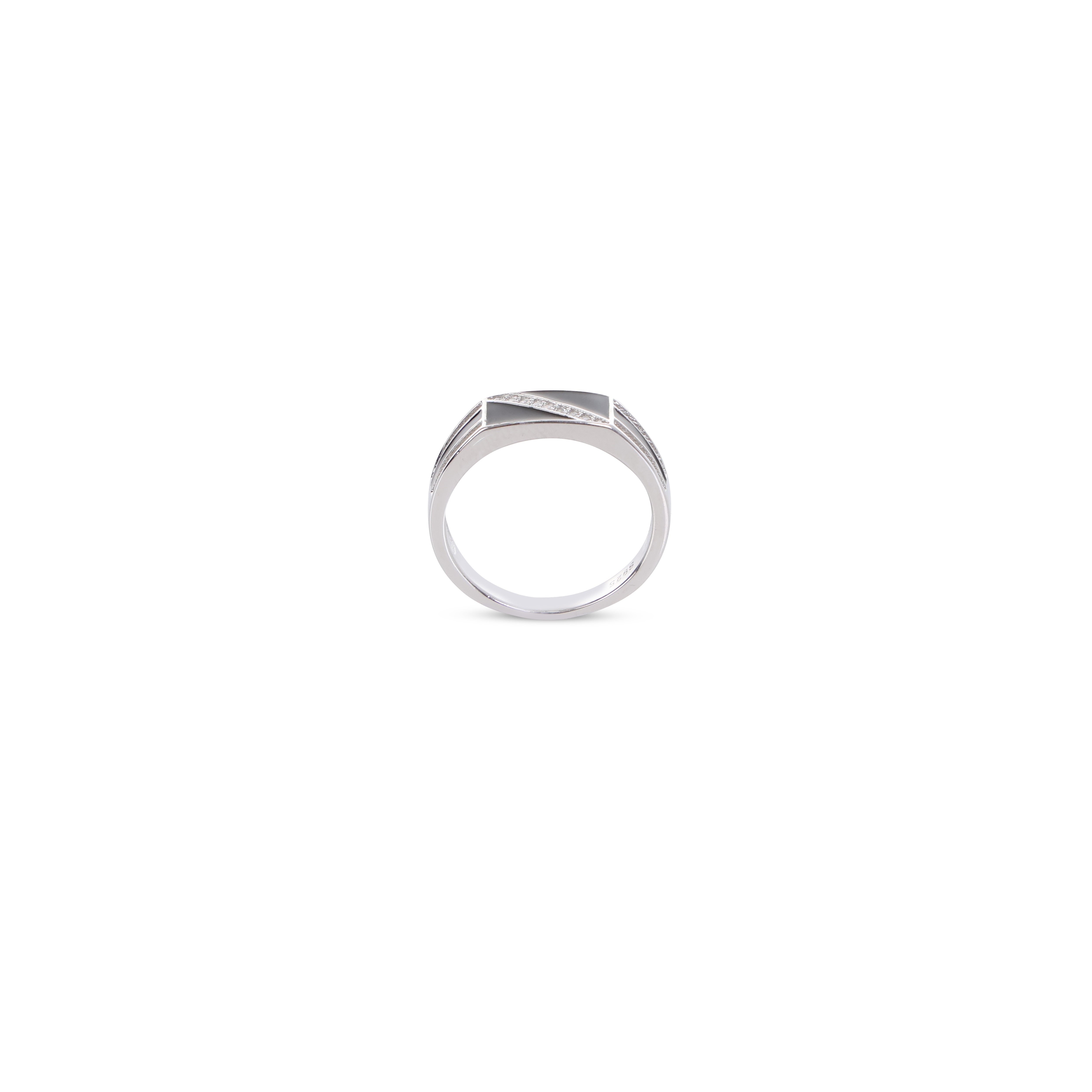 silver checker design silver ring for men