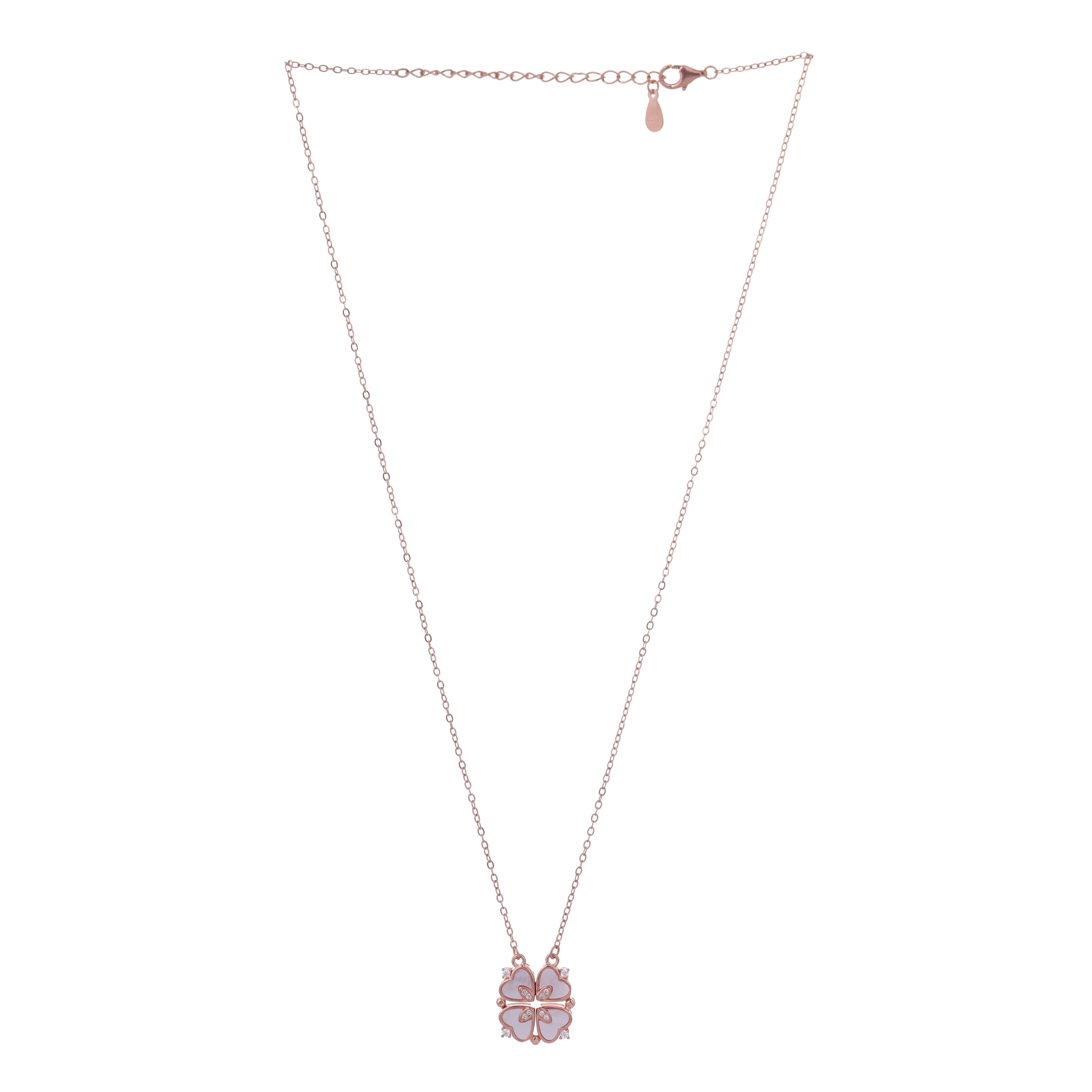rose plated clove leave design pendant for women