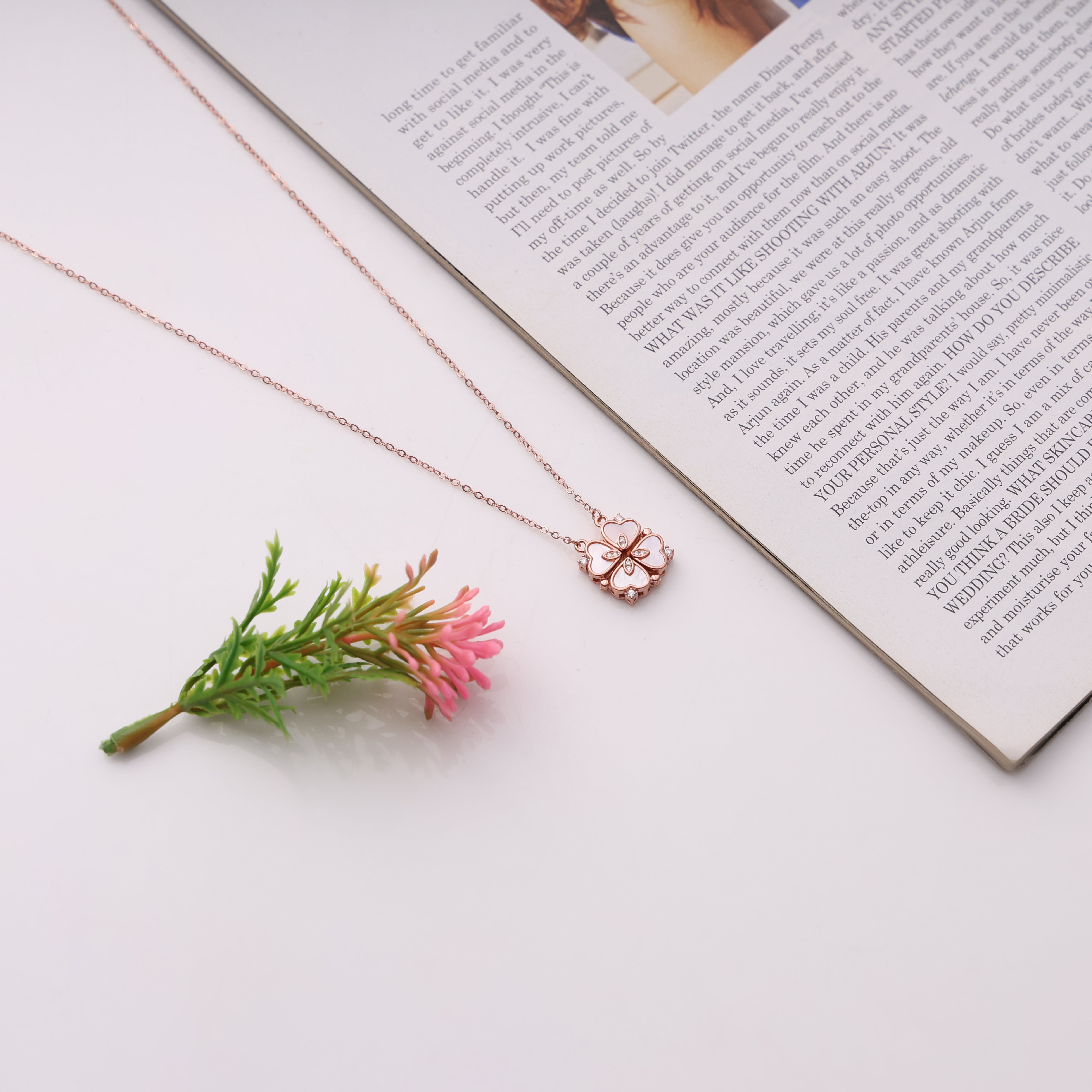 rose plated sterling silver pendant for women