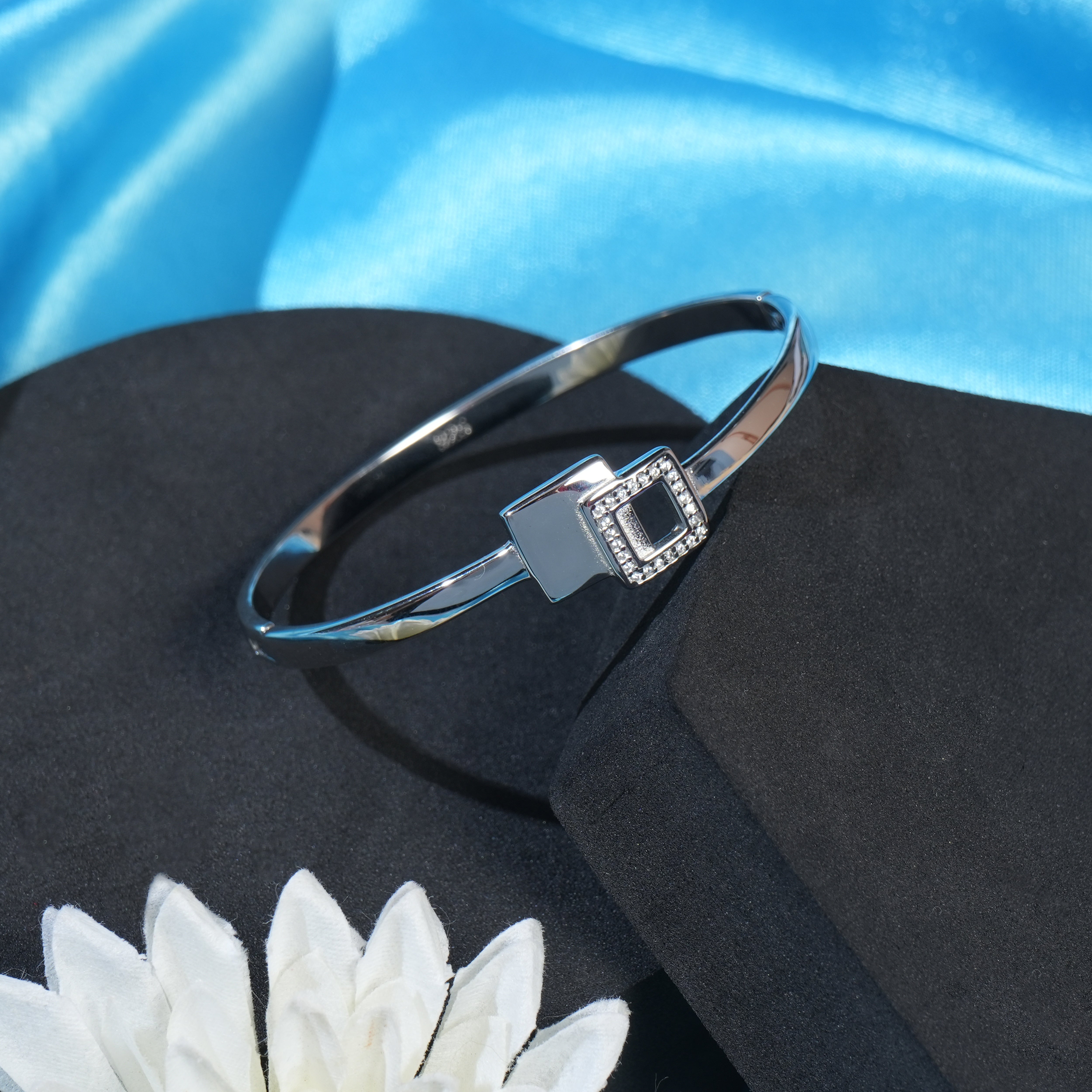 silver kada bracelet for women
