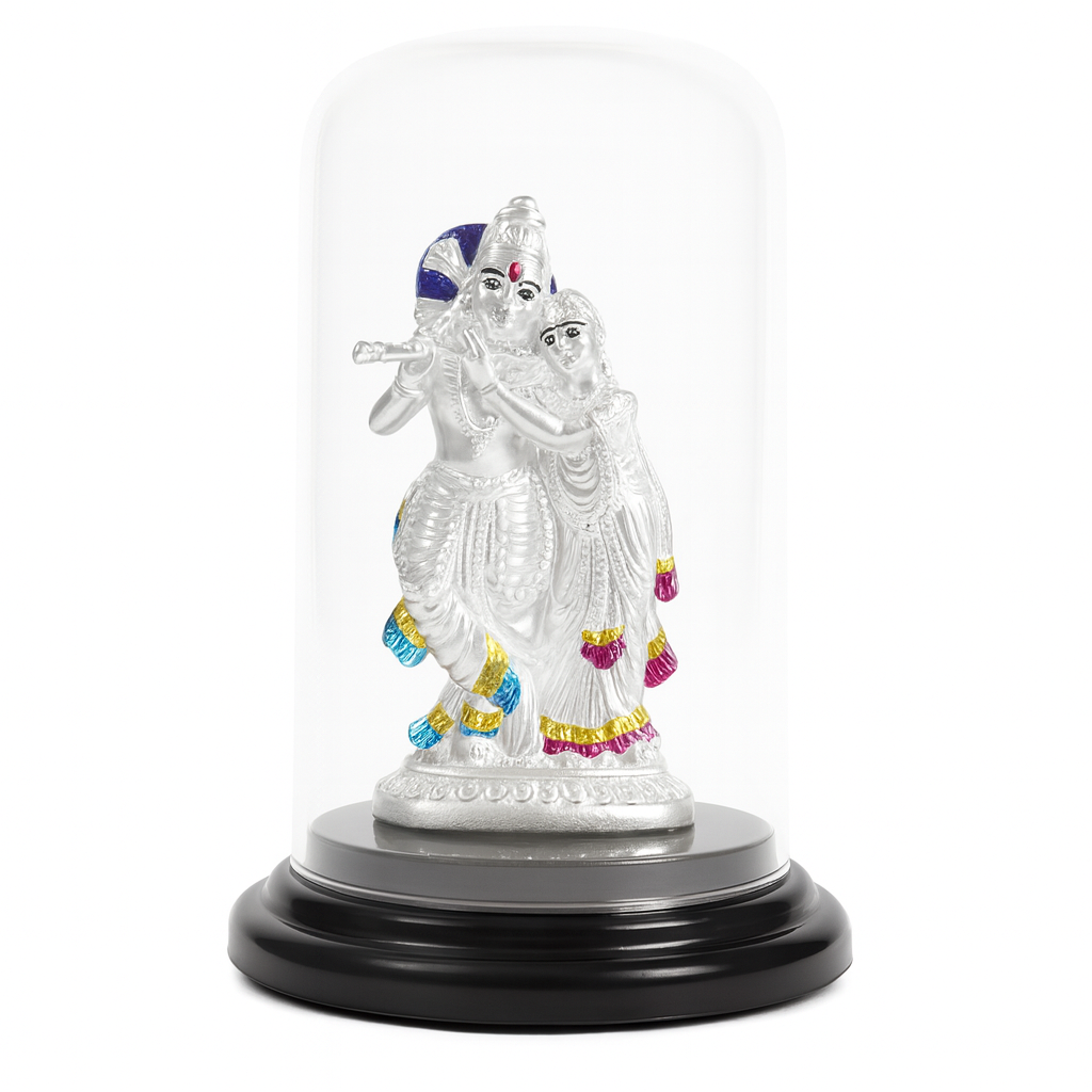 DIVINE SILVER IDOL OF RADHA KRISHNA JI