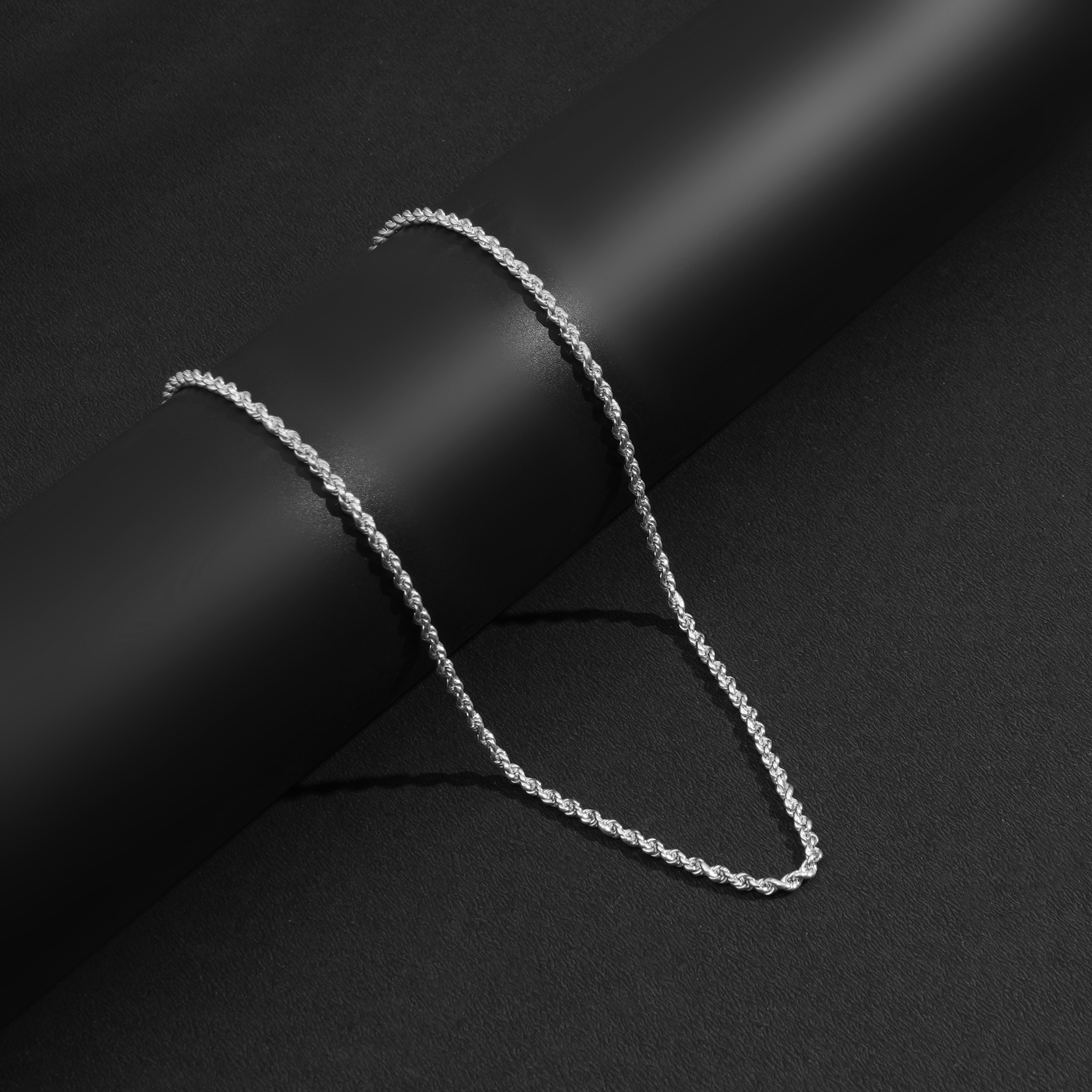 silver rhodium coated silver chain for men