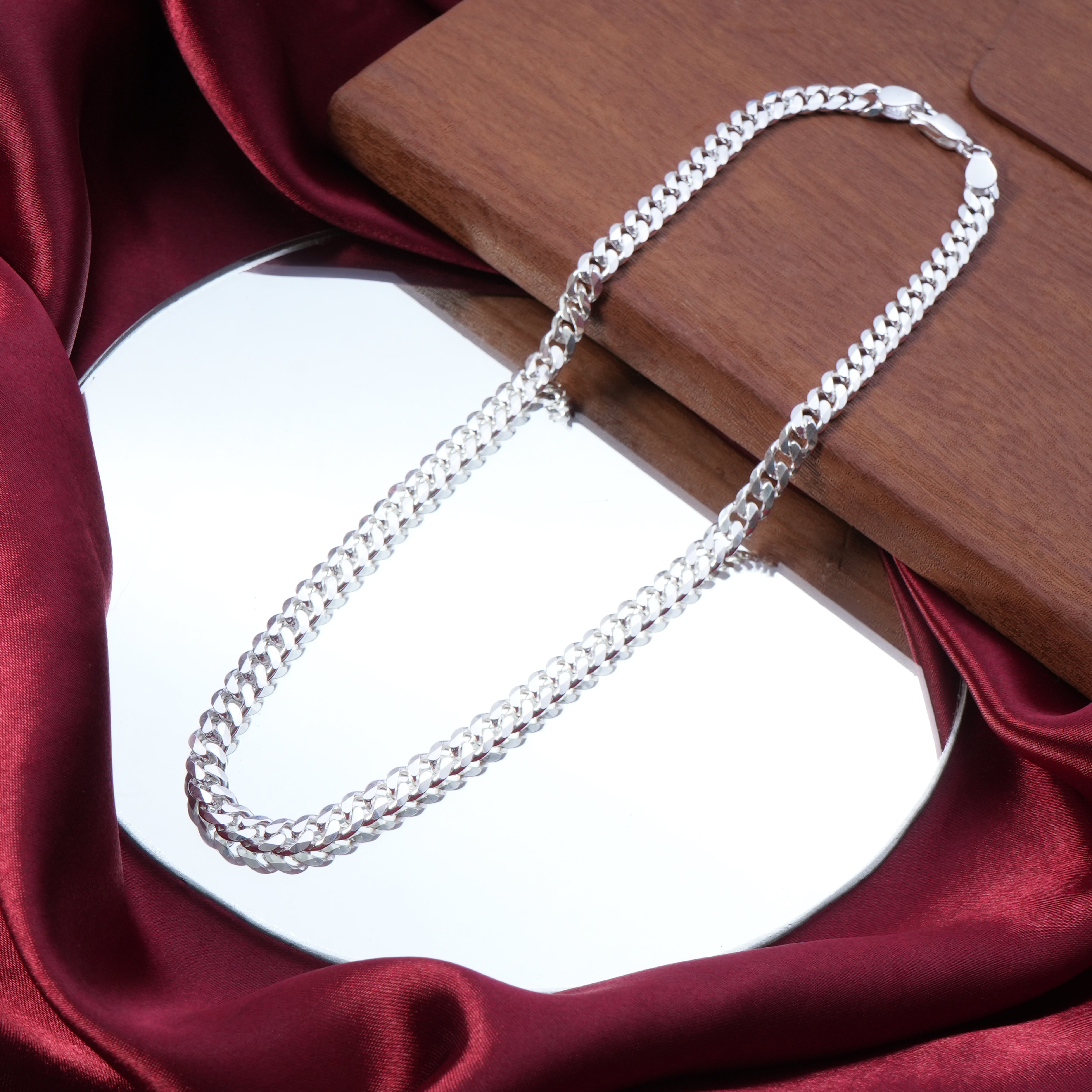 TRISHHNA Rhodium Plated Sterling Silver Chain for Men