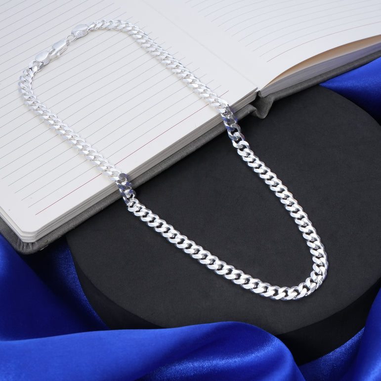TRISHHNA Rhodium Plated Sterling Silver Chain for Men