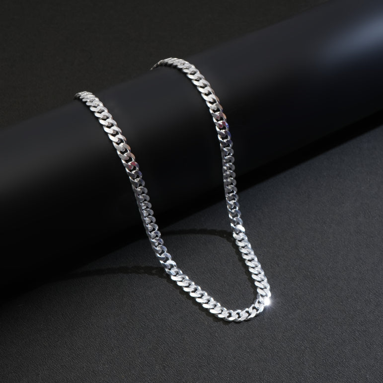 TRISHHNA Rhodium Plated Sterling Silver Chain for Men