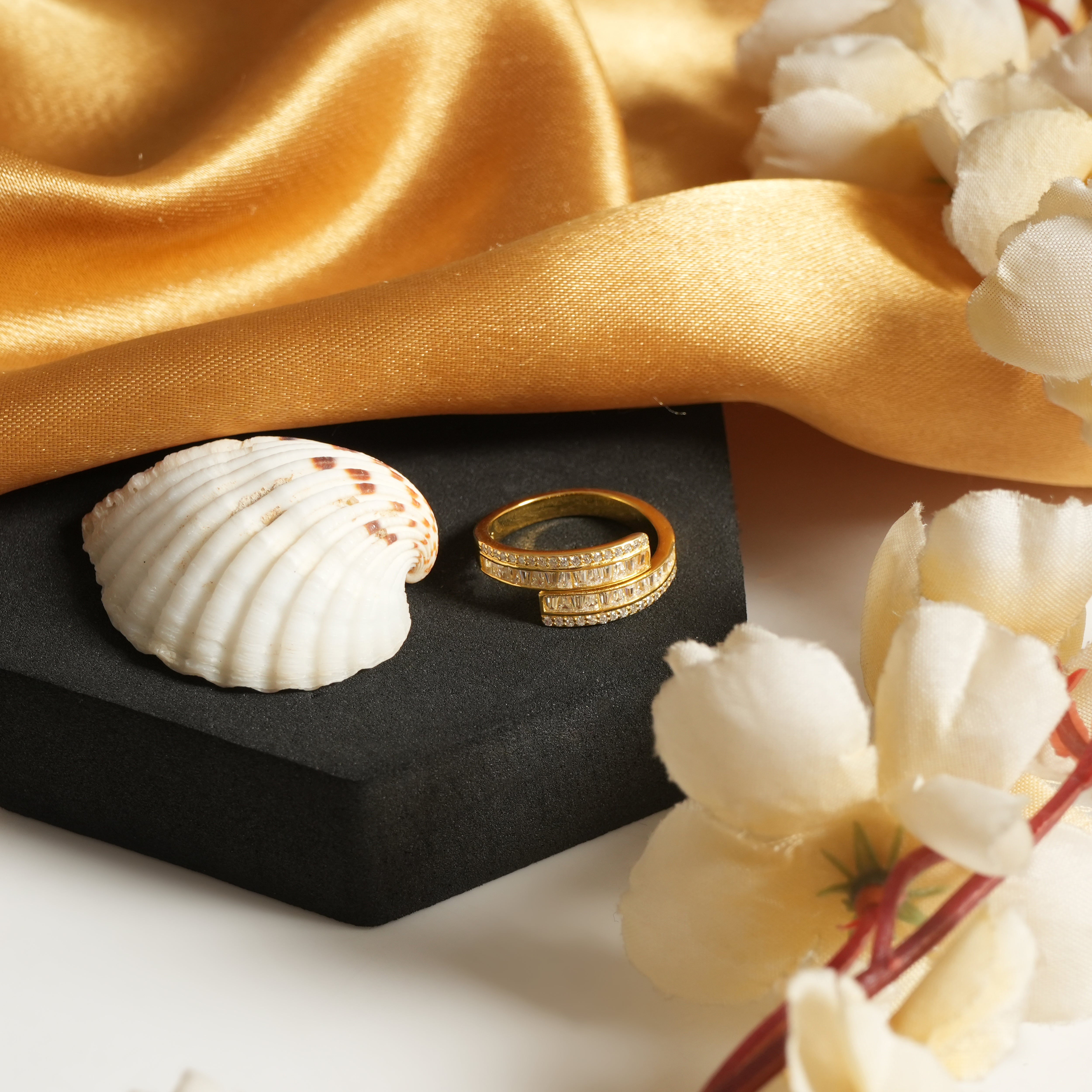 gold plated adjustable ring for women