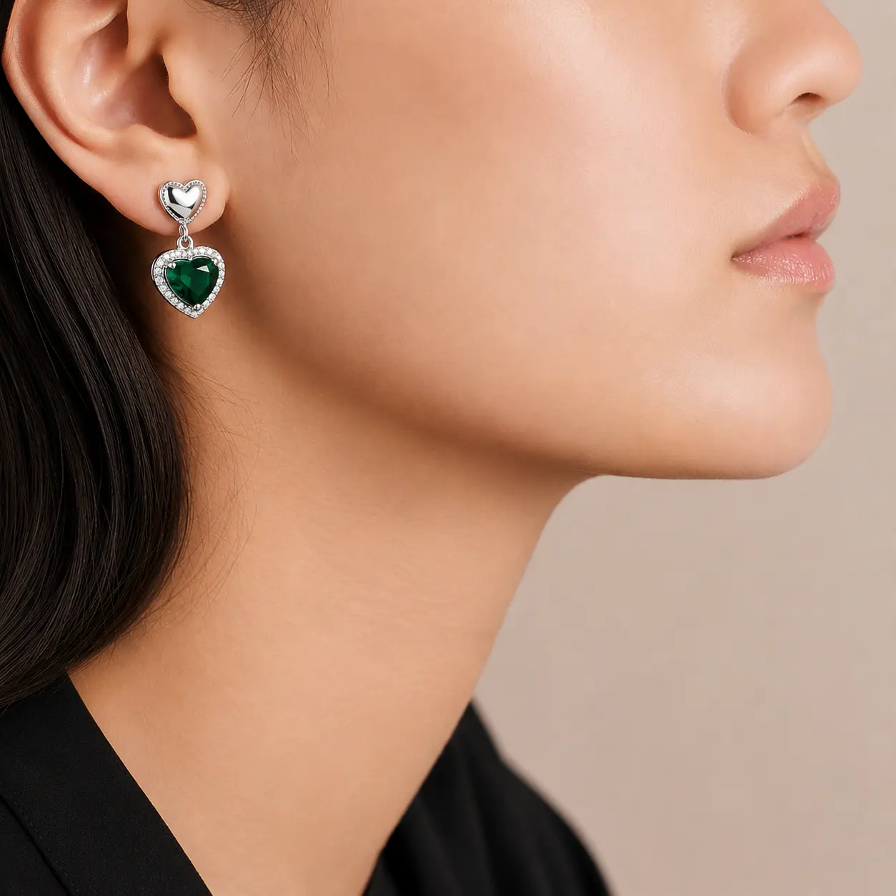 Female Model wearing Trishhna Green Color Earrings