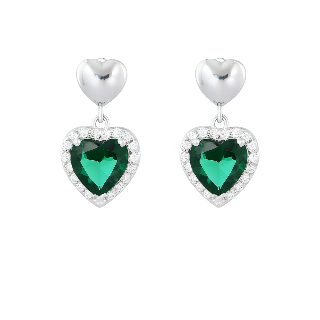 Green Stone Silver earring