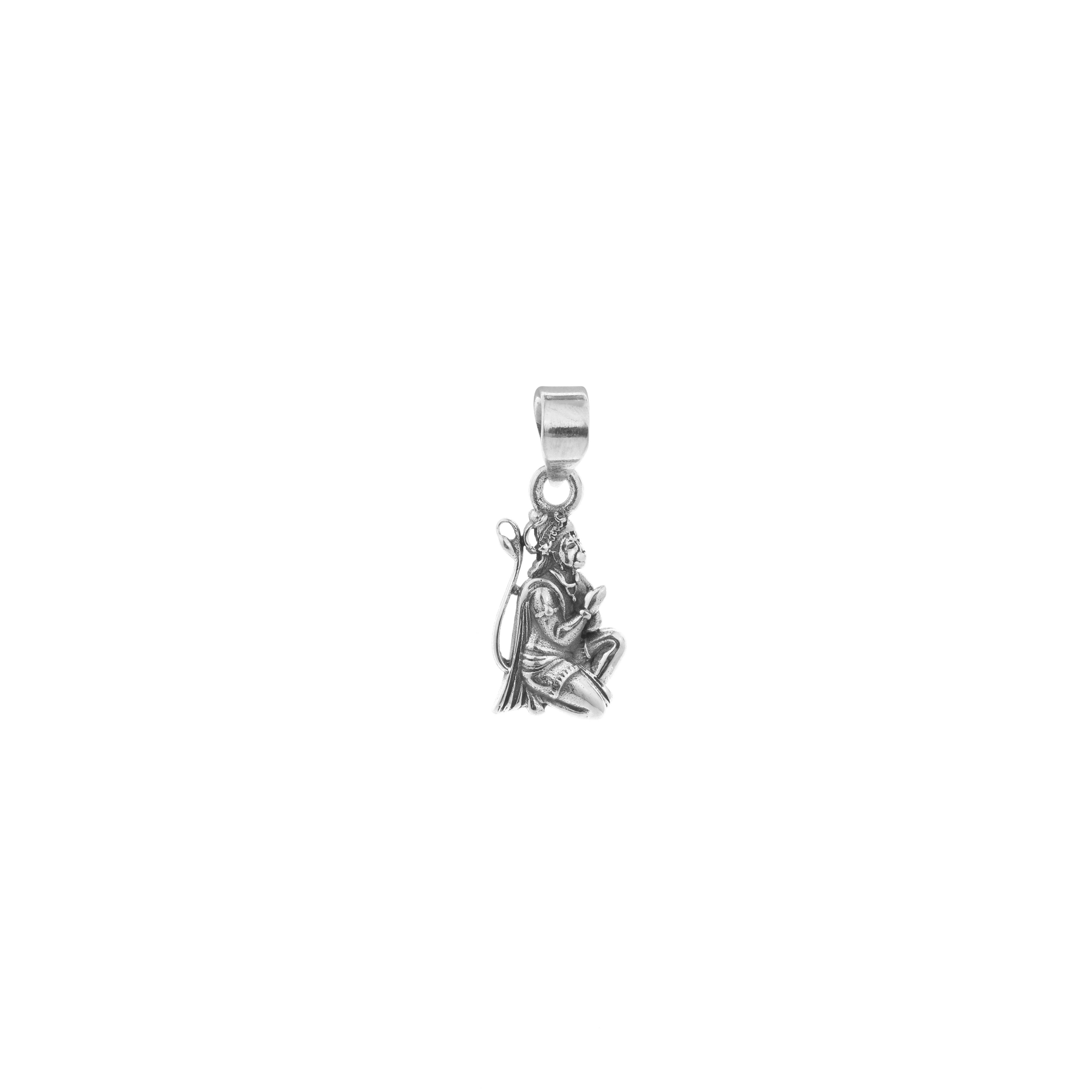 silver hanuman ji sitting mudra pendant
