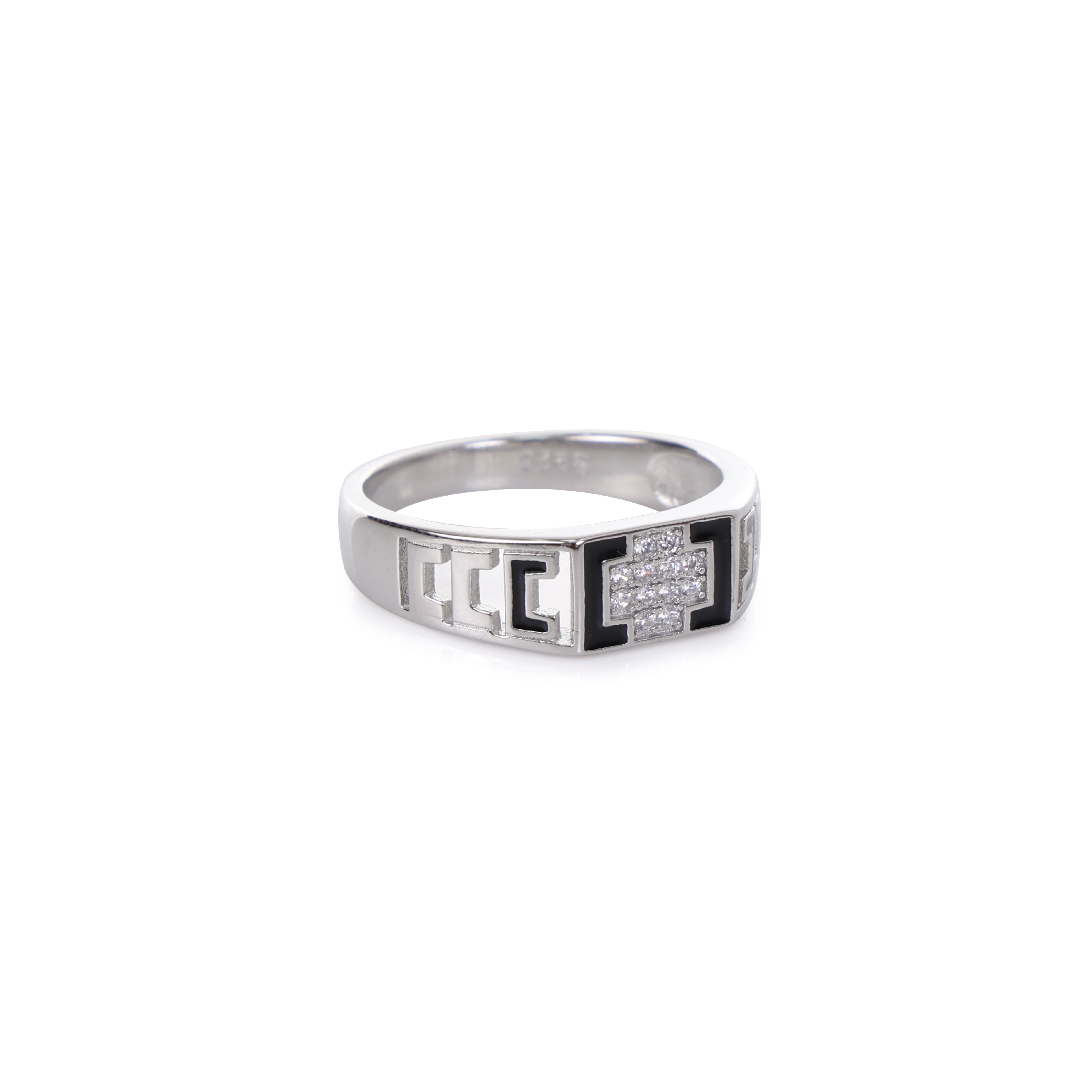EMBEDDED_CROSS_SILVER_RING_FOR MEN