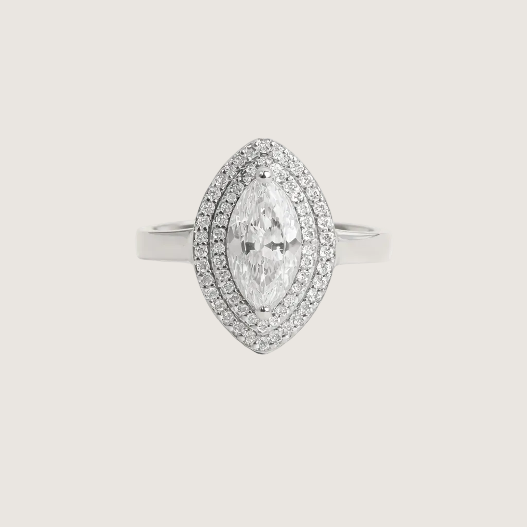 Diamond ring with a white background