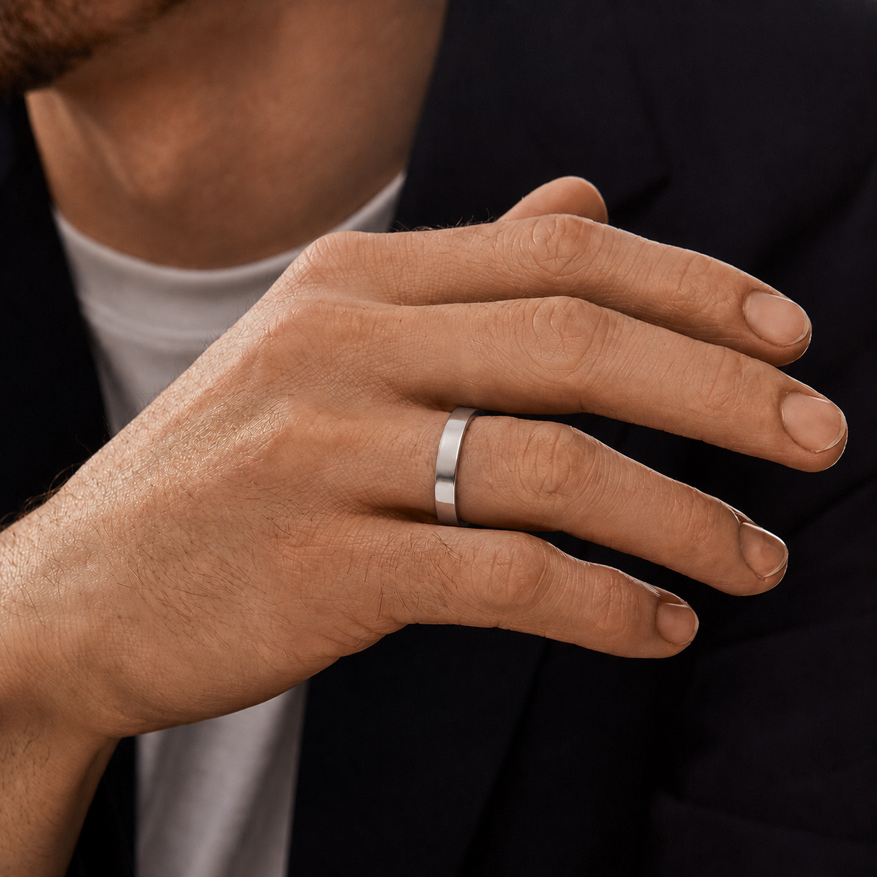 UNADORNED PLAIN SILVER THUMB RING FOR MEN