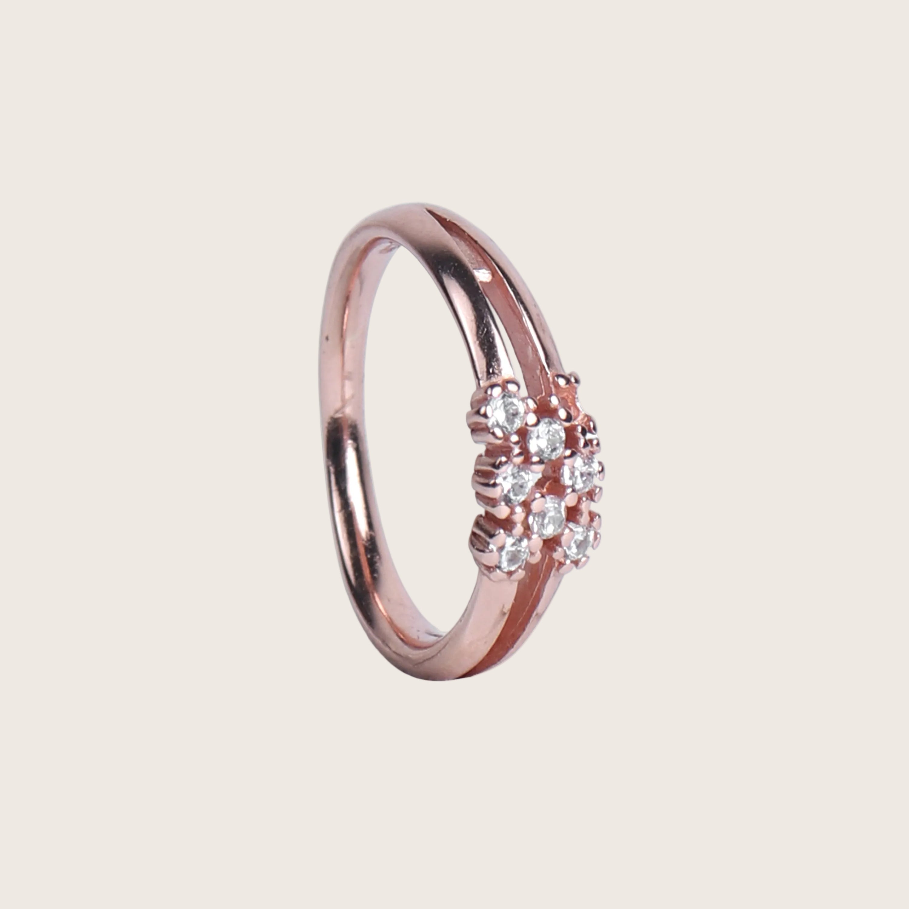 rose plated silver ring for women