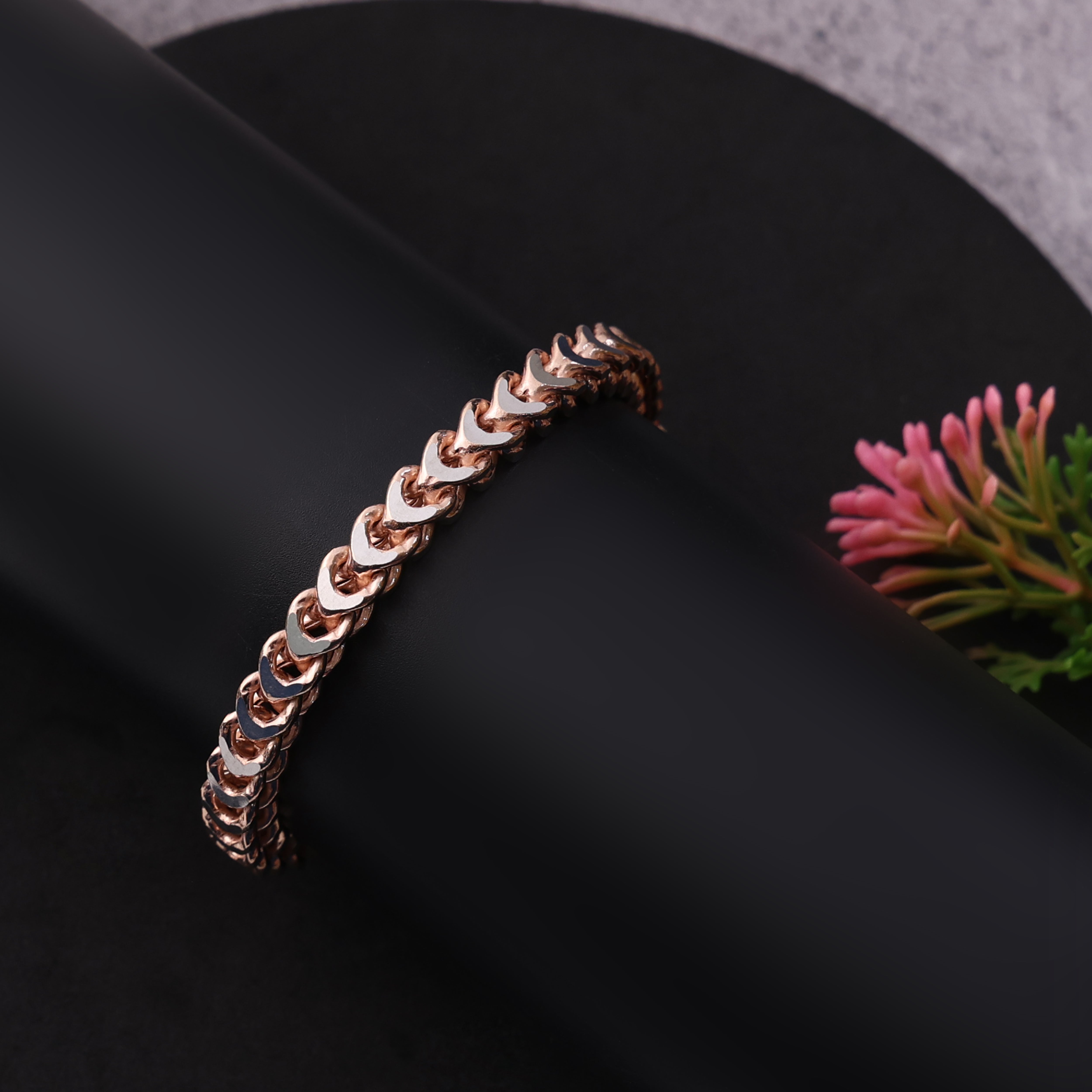 rose gold silver bracelet for men