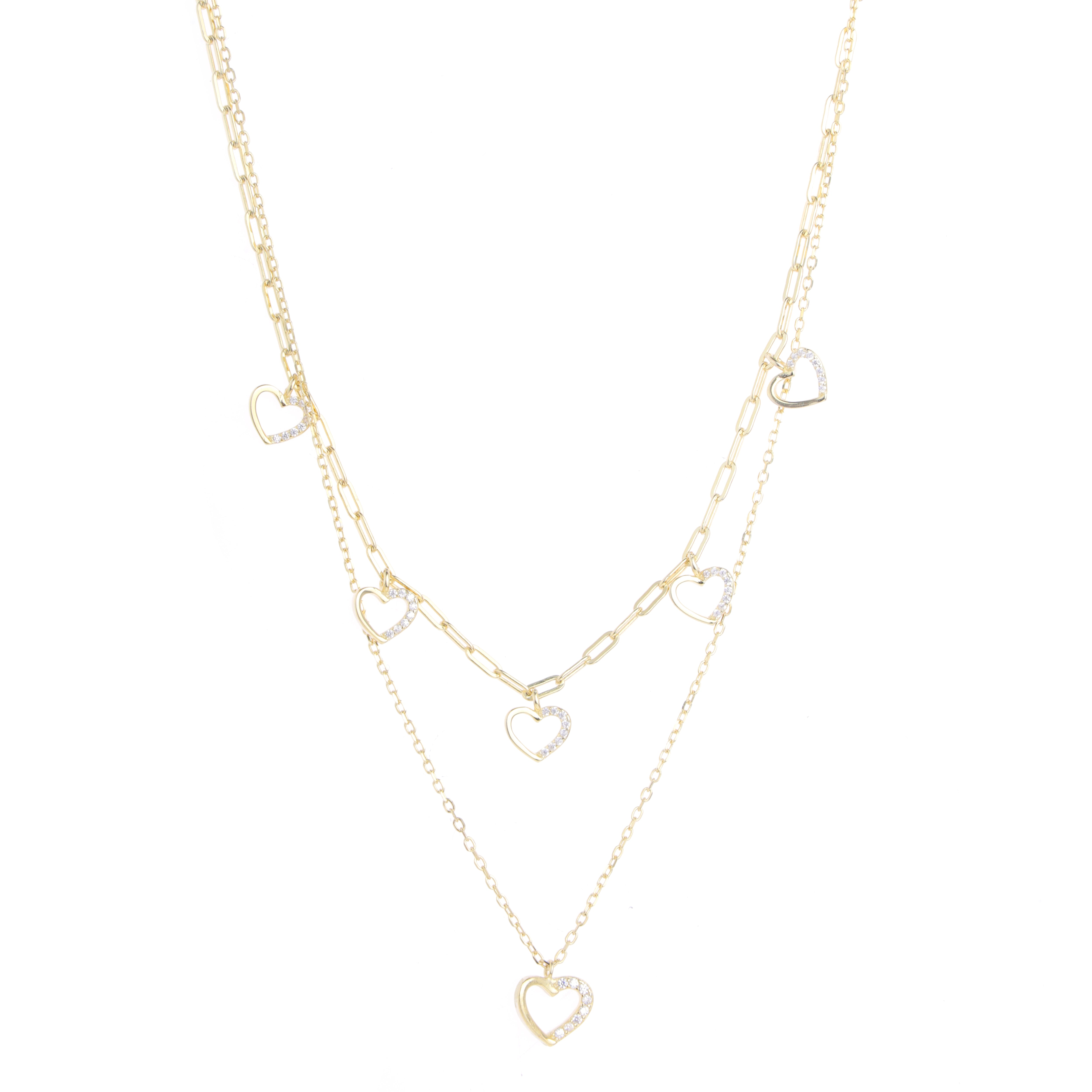 gold plated silver layered necklace for women