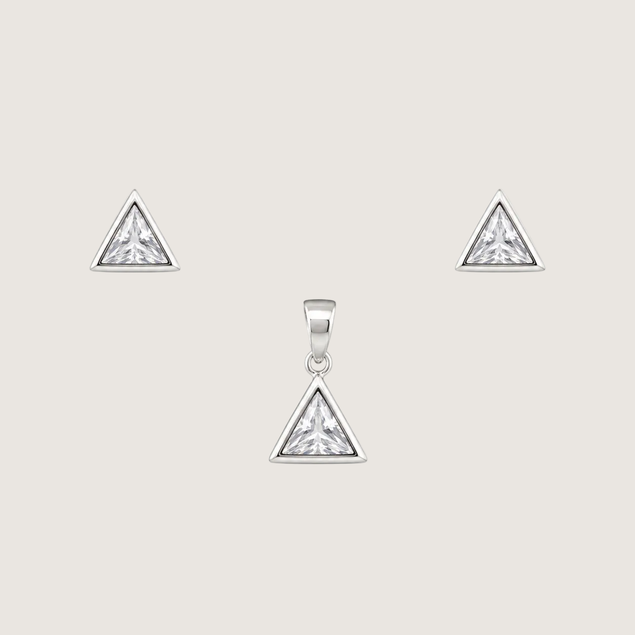 Triangle Shaped Studs With Pendant