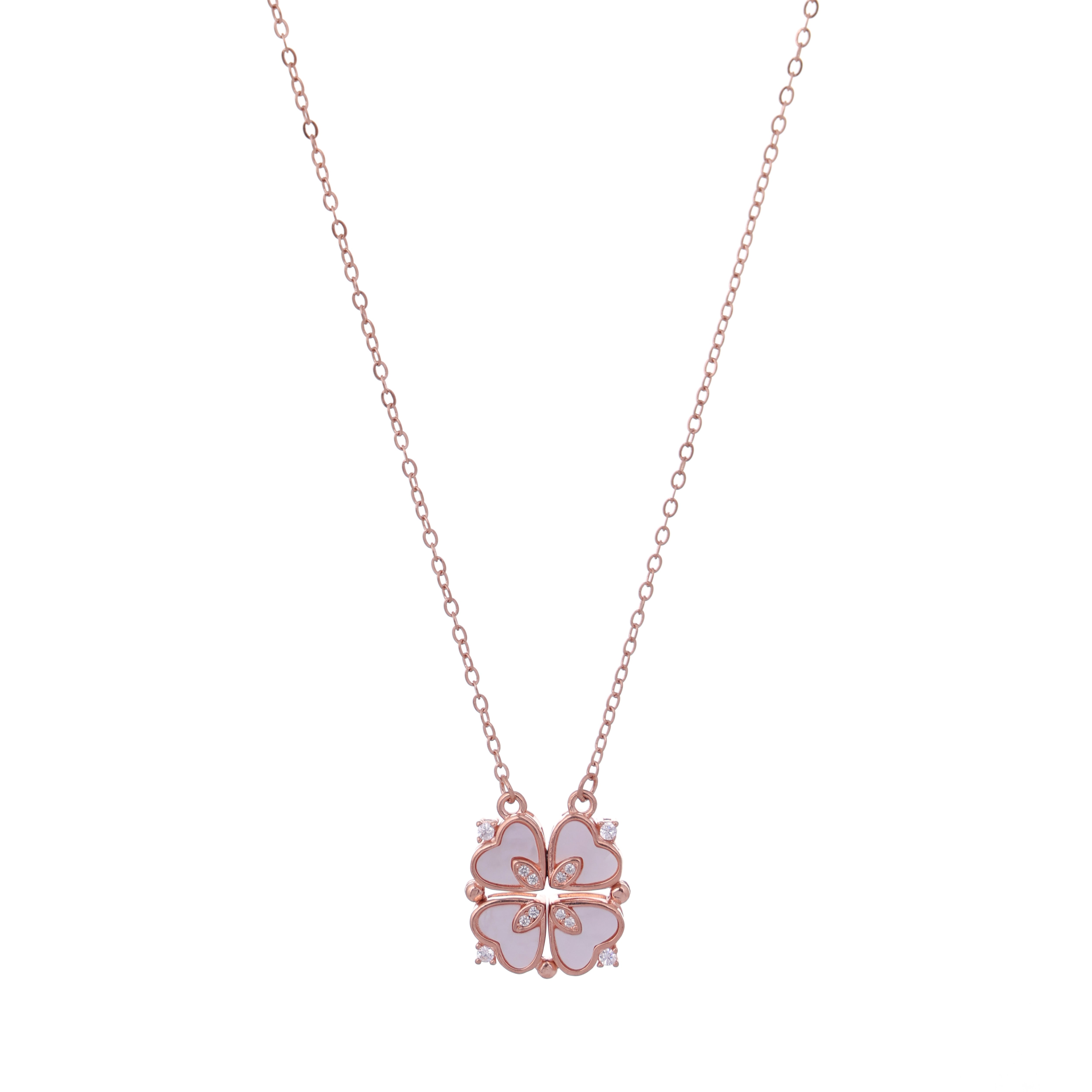 rose gold plated clove leaf design pendant for women