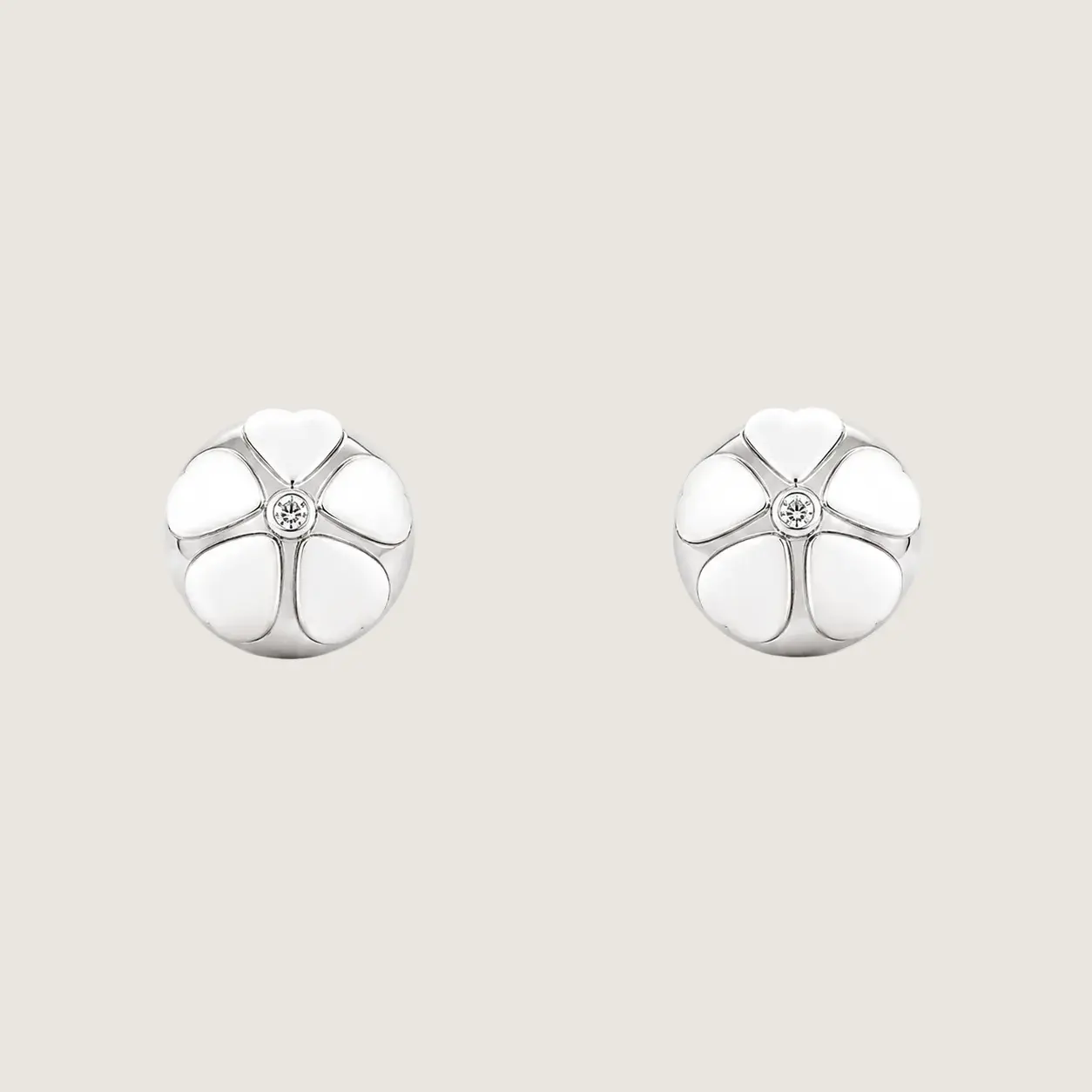 White Enamel Coated Silver Studs For Women