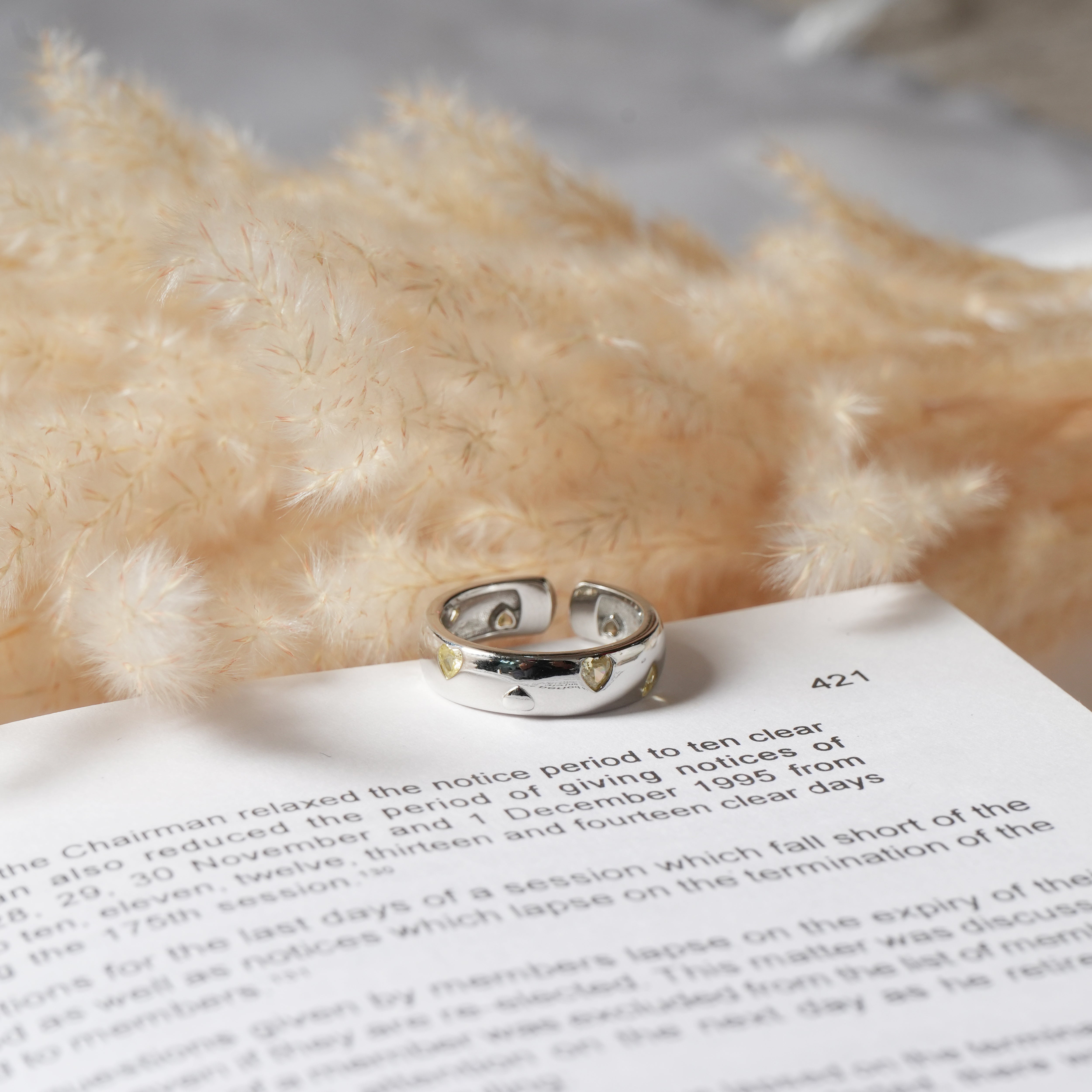 yellow heart adjustable ring for men & women