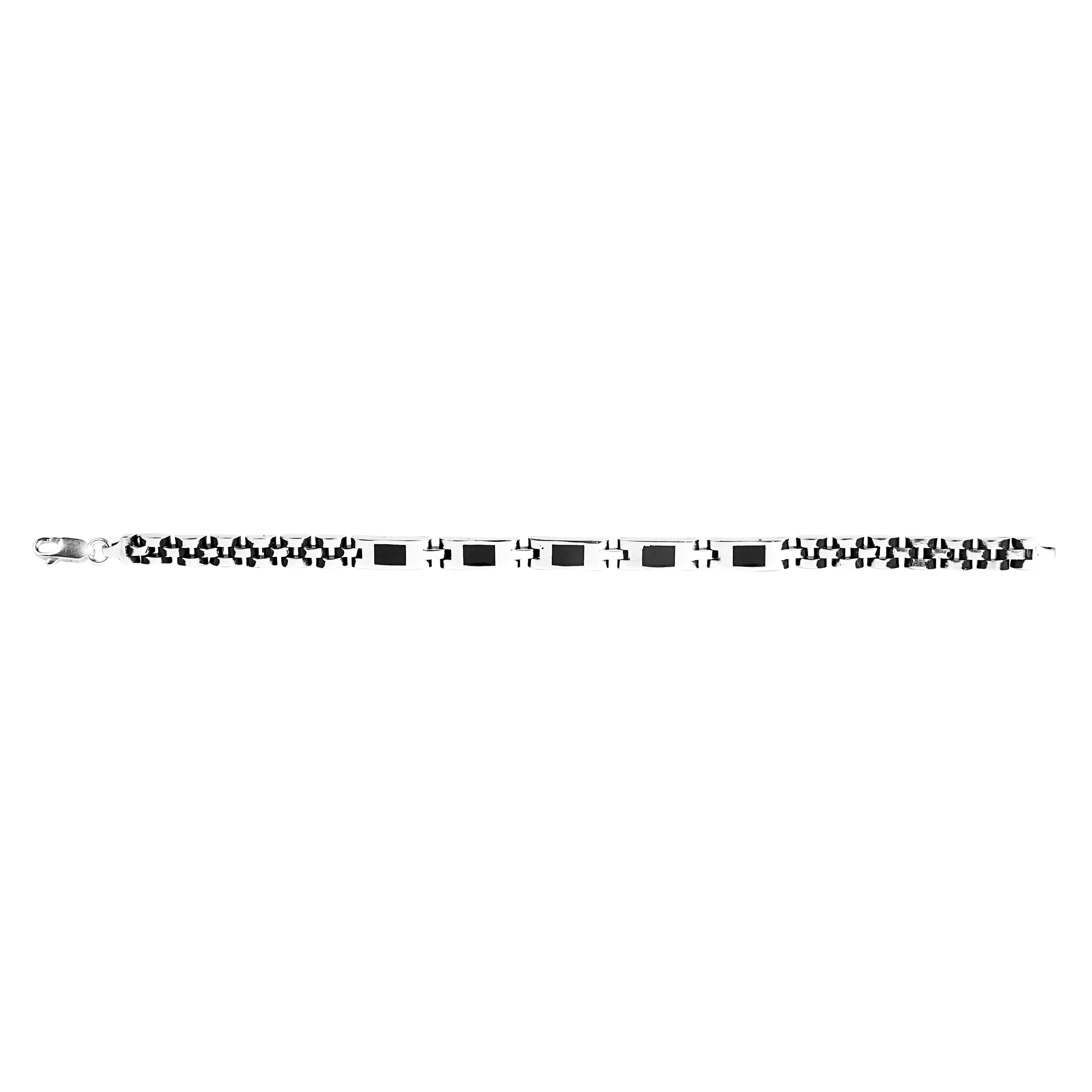 black chain pattern silver bracelet for men