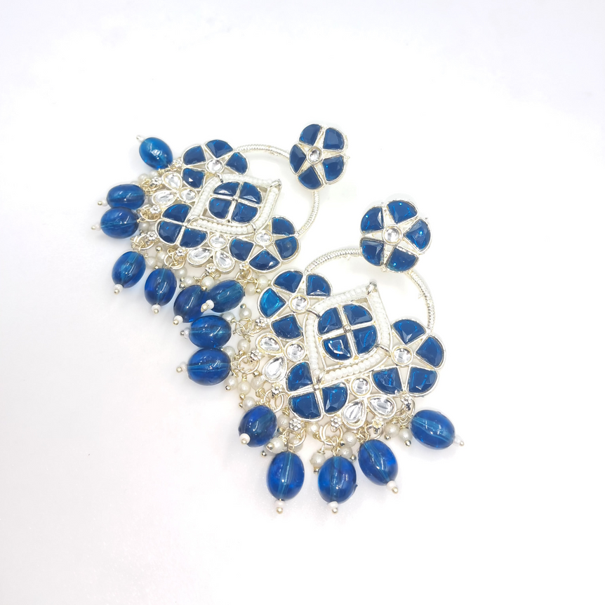 Elegant blue imitate stone drops earrings