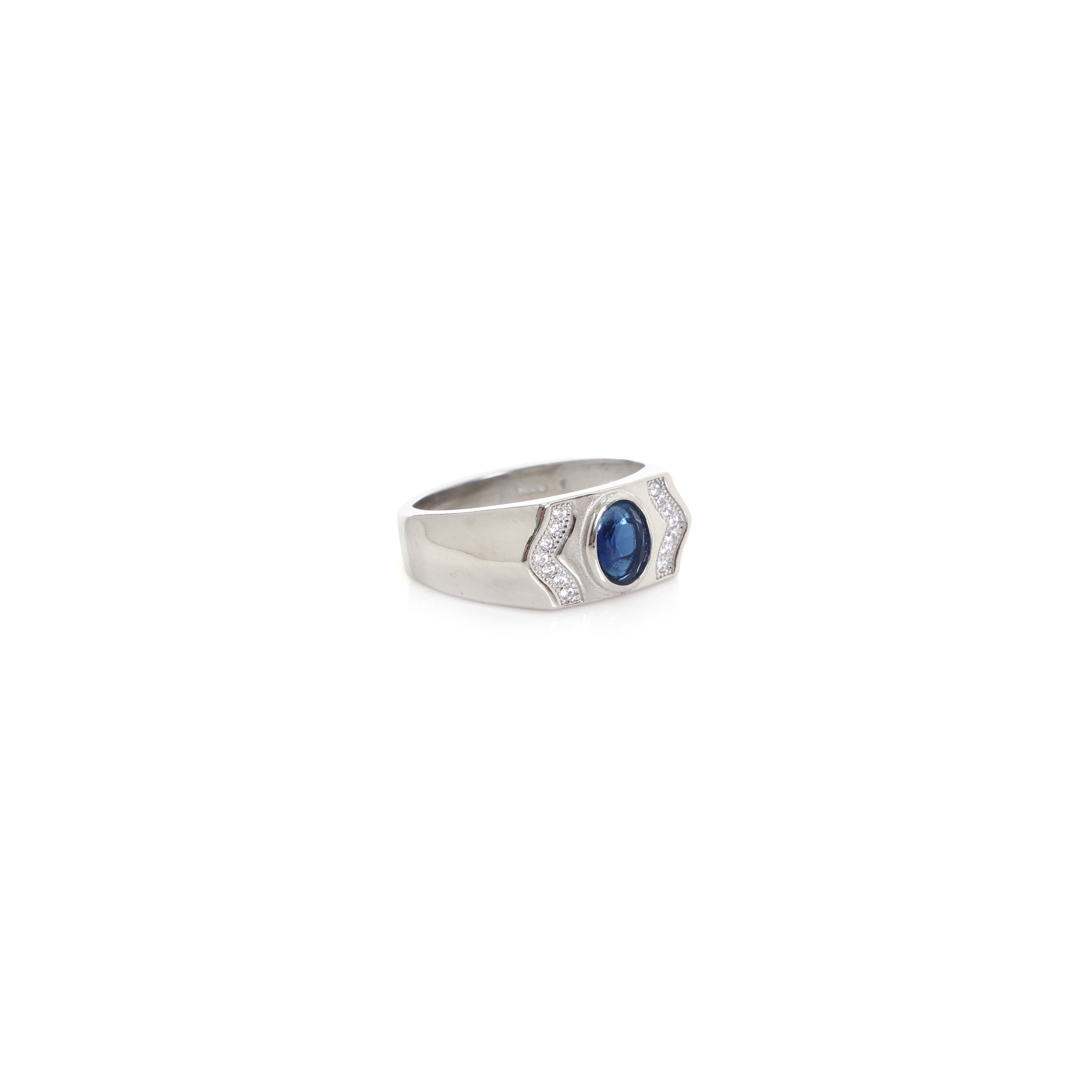 Silver blue stone Ring for men