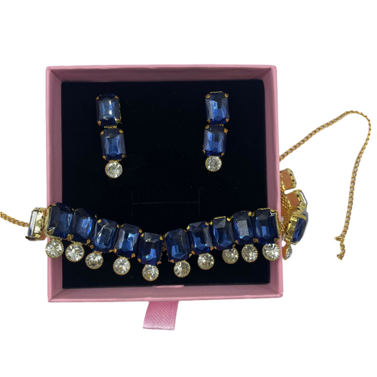 Blue Stone Party Necklace Set