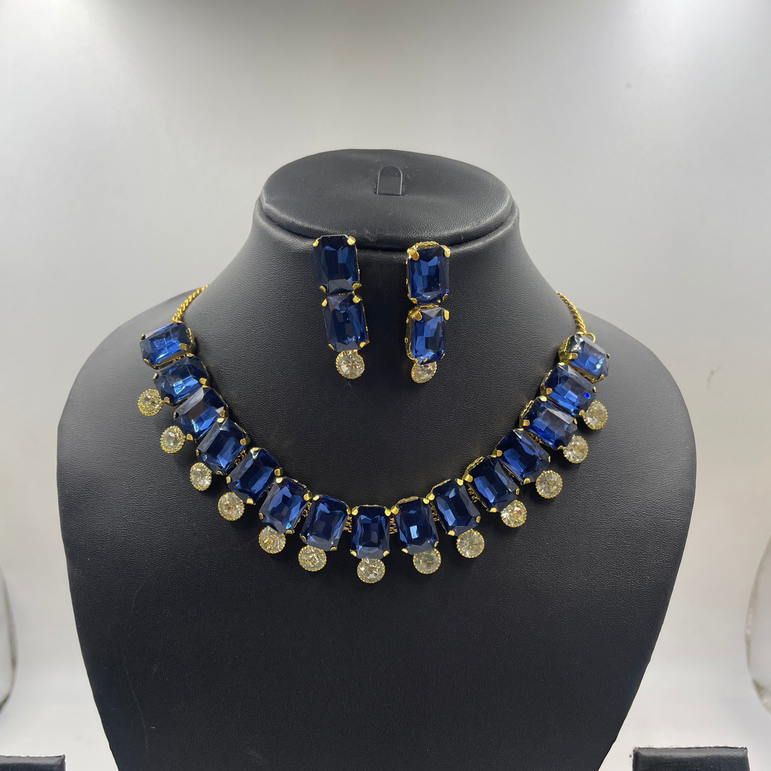 Blue stone necklace set for wedding