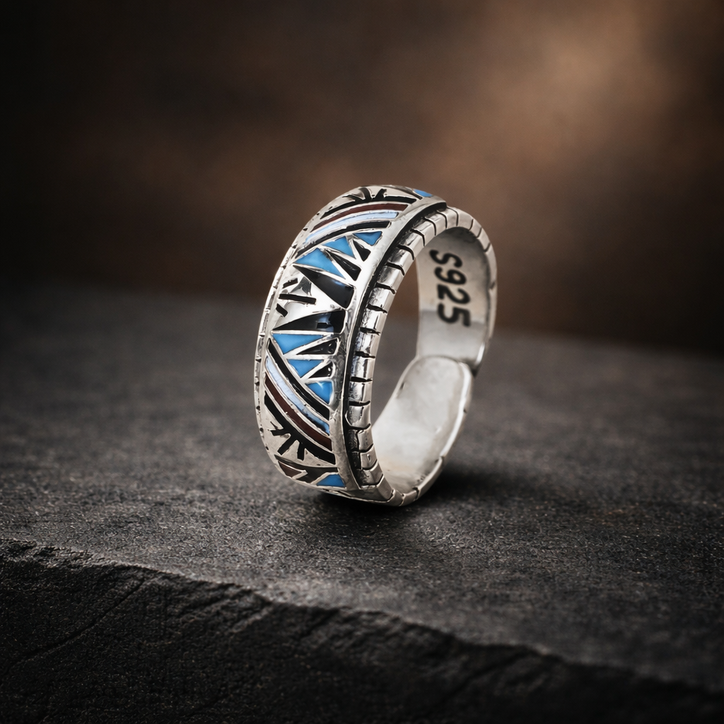 Blue Accent Adjustable Ring