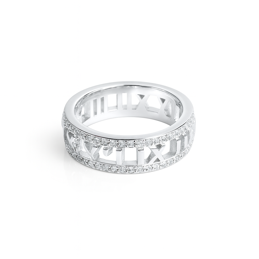 ROMAN NUMERAL UNISEX SILVER THUMB RING