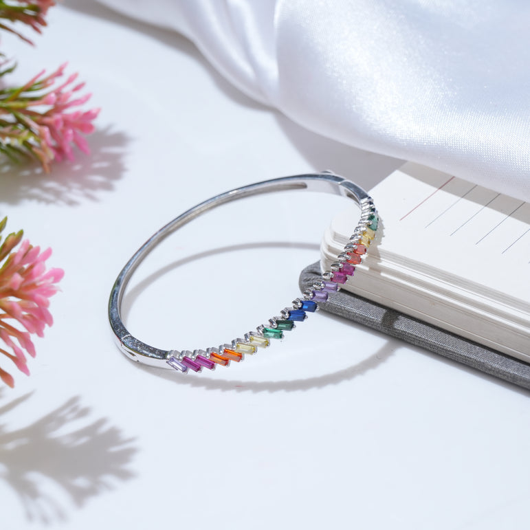 COLORFULL STERLING SILVER BANGLE BRACELET FOR WOMEN