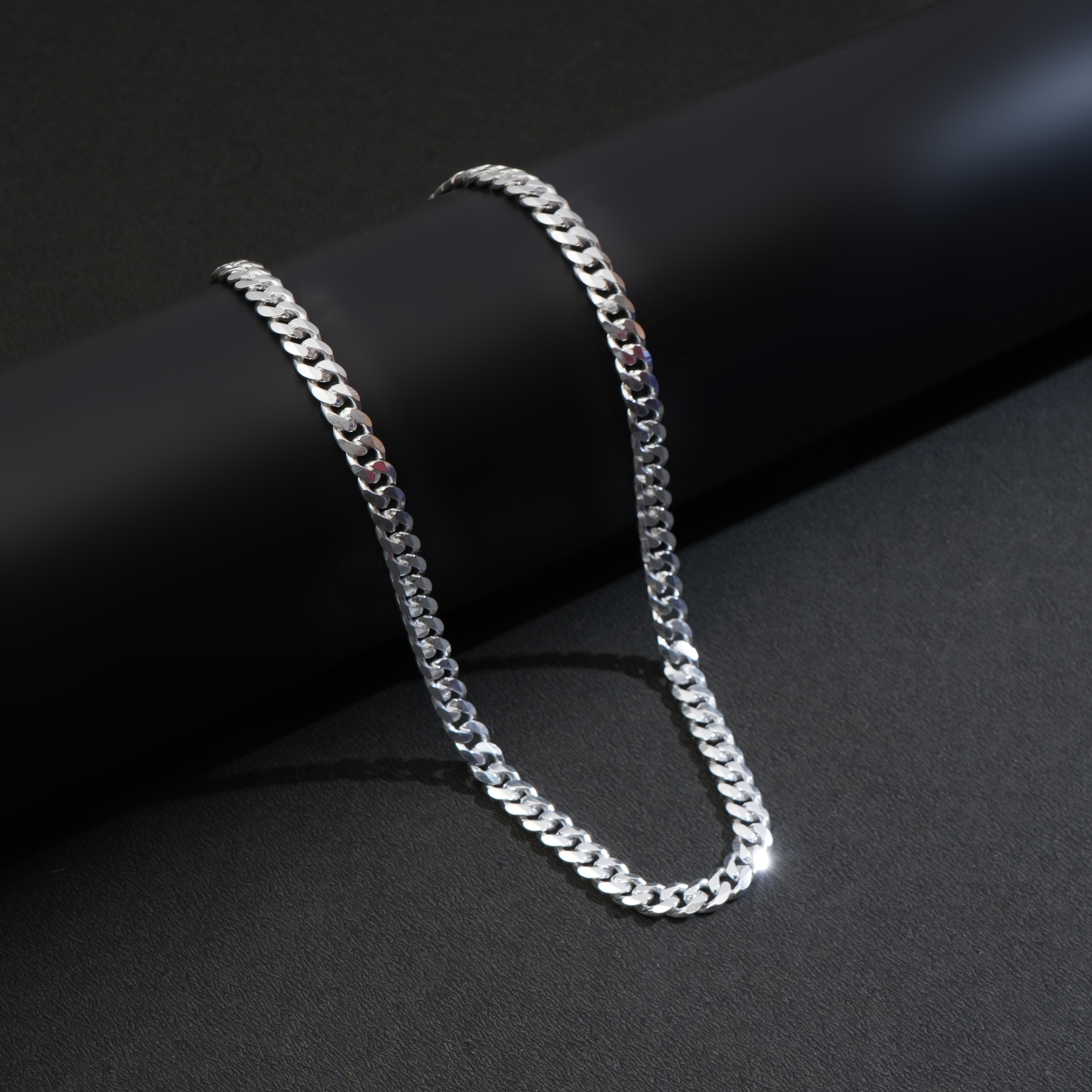 TRISHHNA Rhodium Plated Sterling Silver Chain for Men