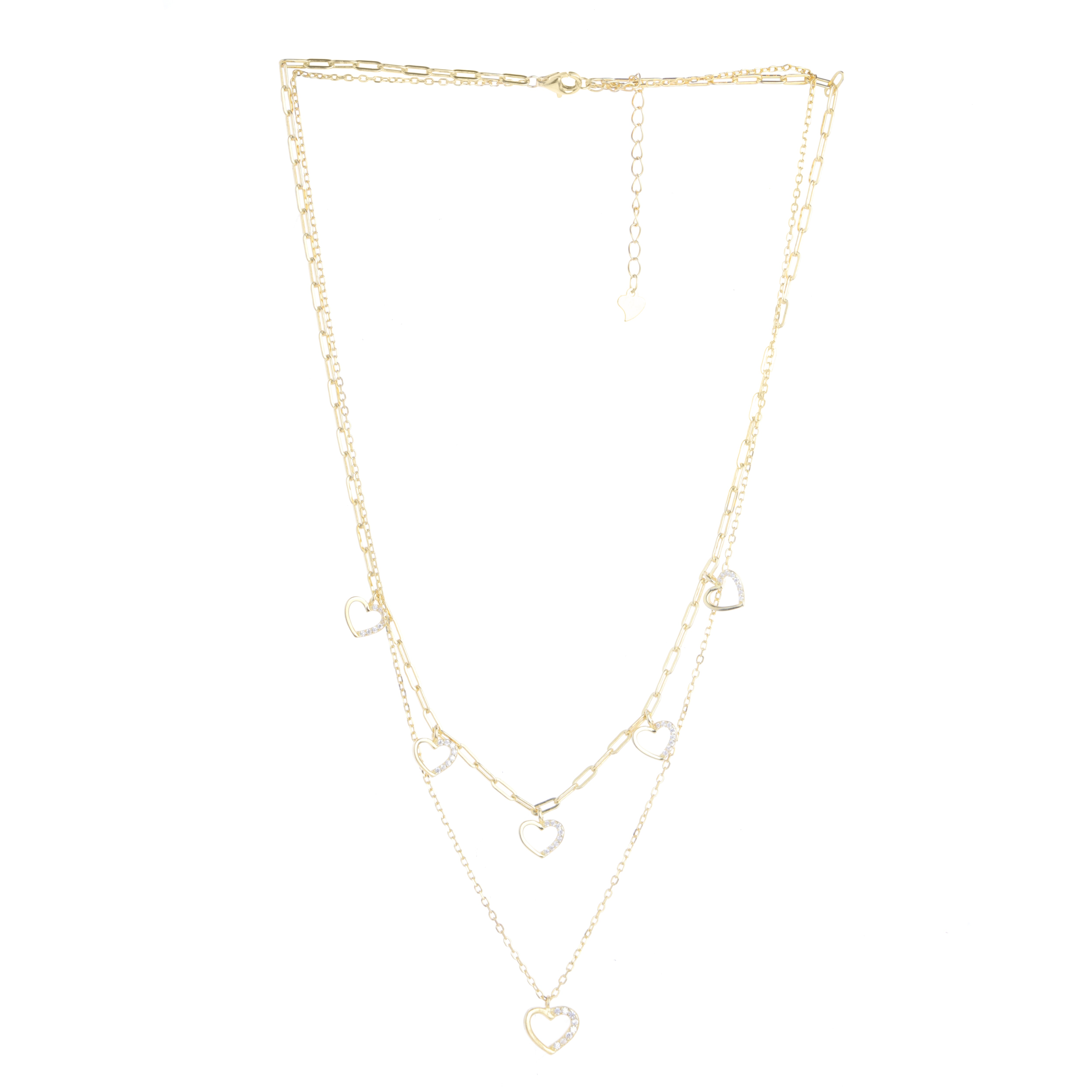 gold plated silver layered necklace for women
