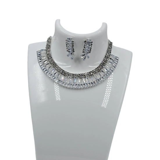 stone studded necklace set with earrings