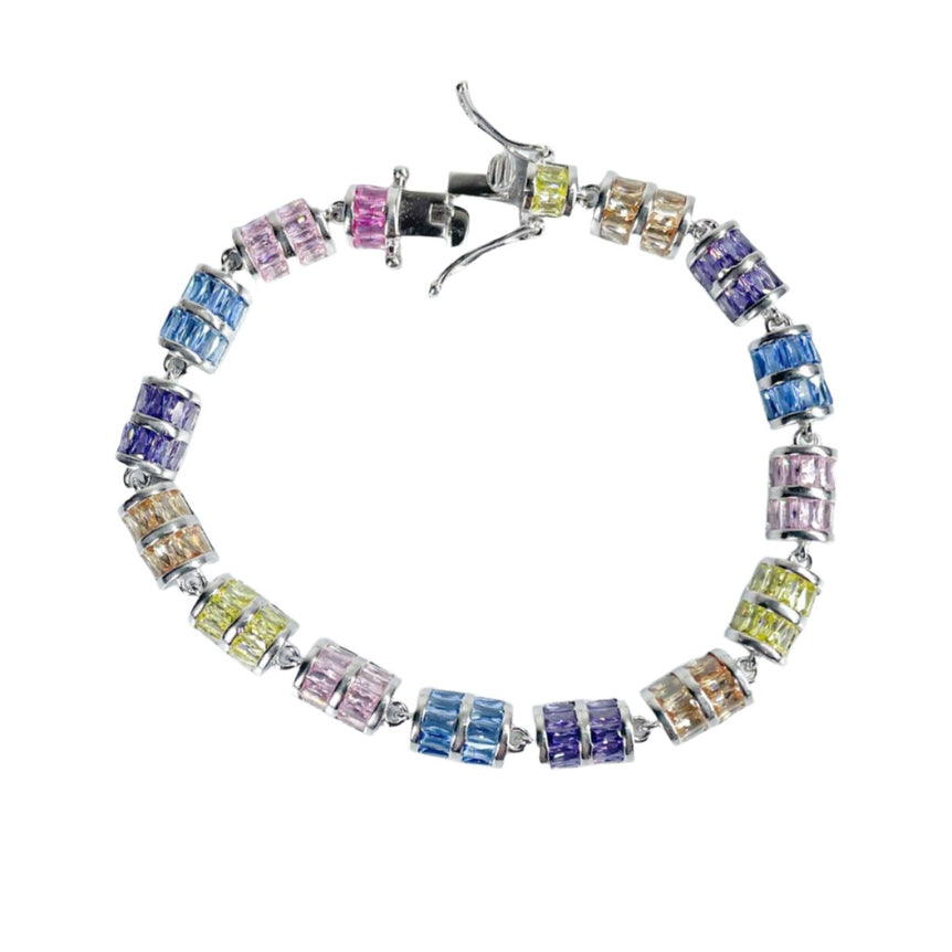 SPARKLING MULTICOLOUR SILVER BRACELET WITH SHINY STONES FOR WOMEN