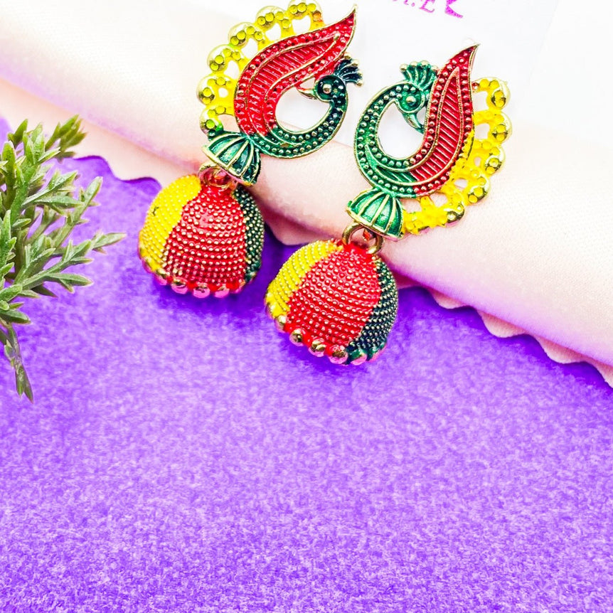 Mor designed jhumka earrings