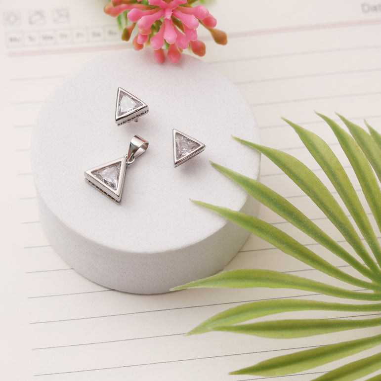 Triangle Shaped Studs With Pendant