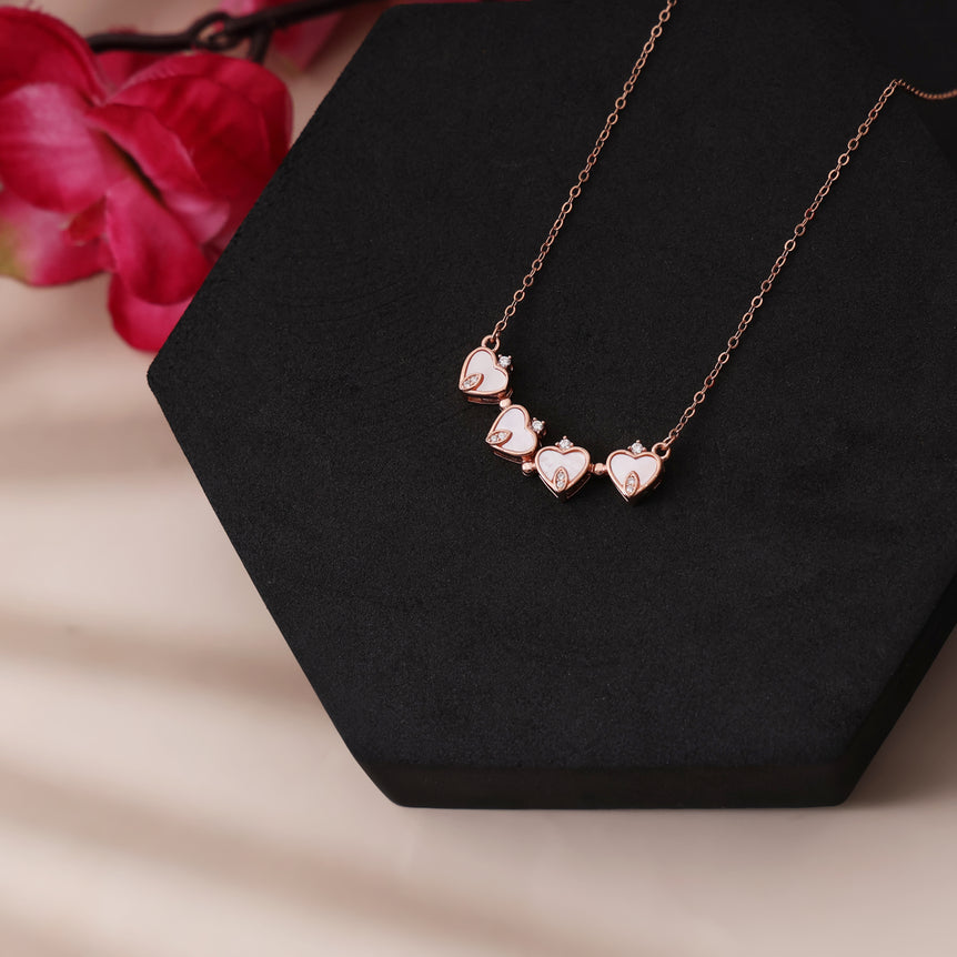 FOUR HEART ROSE GOLD PLATED NECKLACE