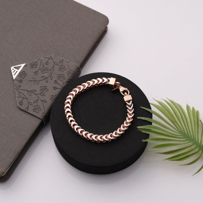 Rose Gold Silver Bracelet With Knot Design for Men