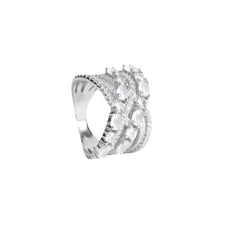 DAIMOND CUT SHINY SILVER RING WITH A UNIQUE PATTERN