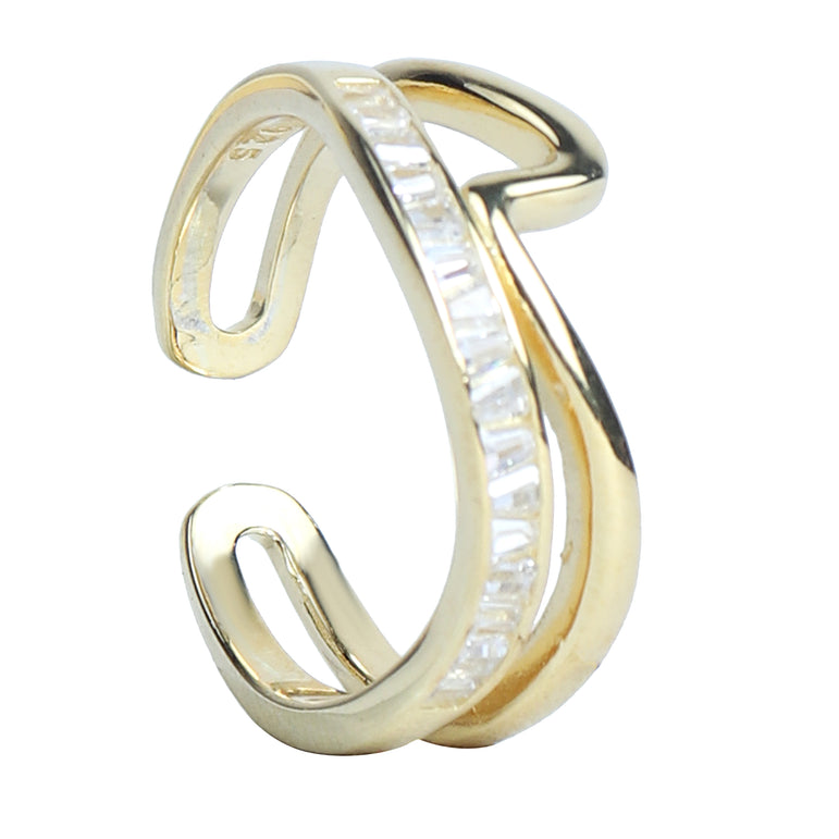 Gold Plated Silver Ring With A Curve Pattern