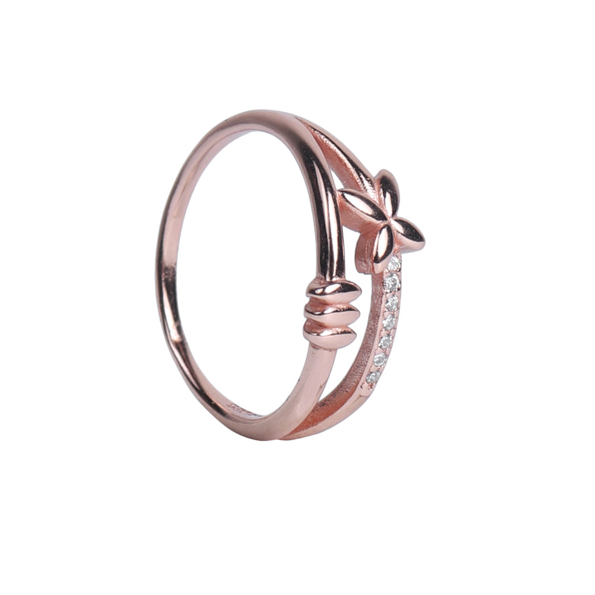 ROSE GOLD PLATED DAIMOND CUT SILVER RING