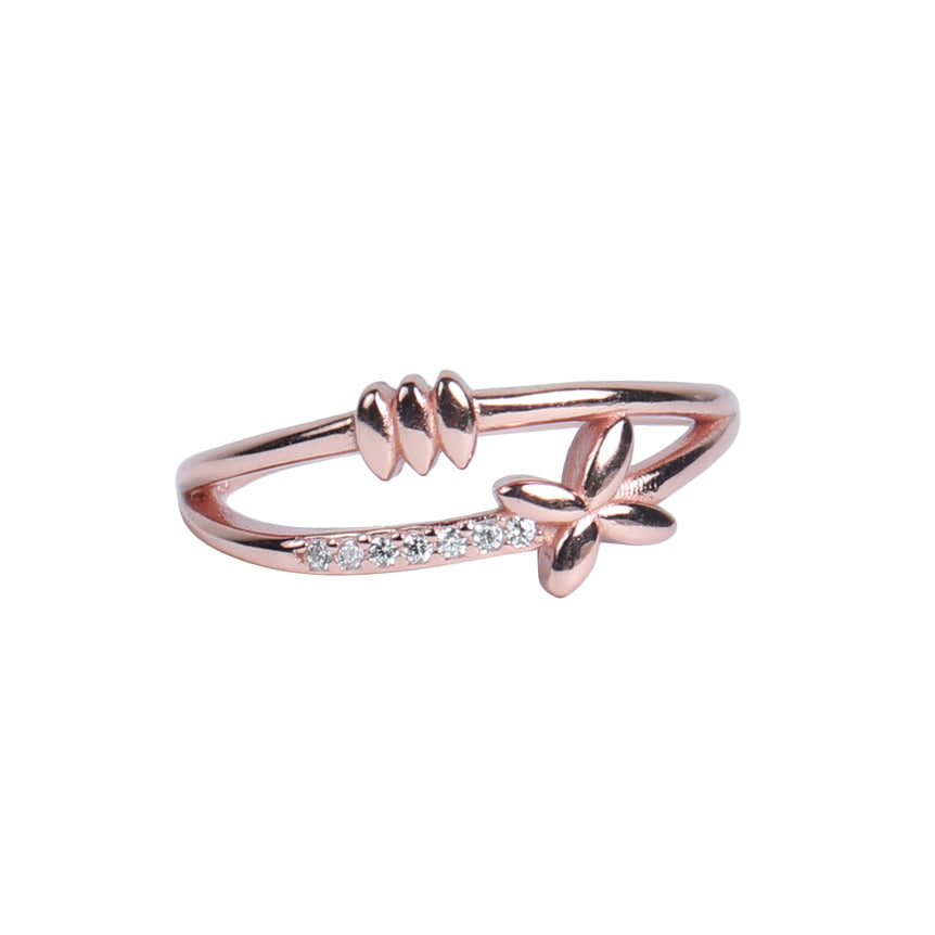 ROSE GOLD PLATED DAIMOND CUT SILVER RING