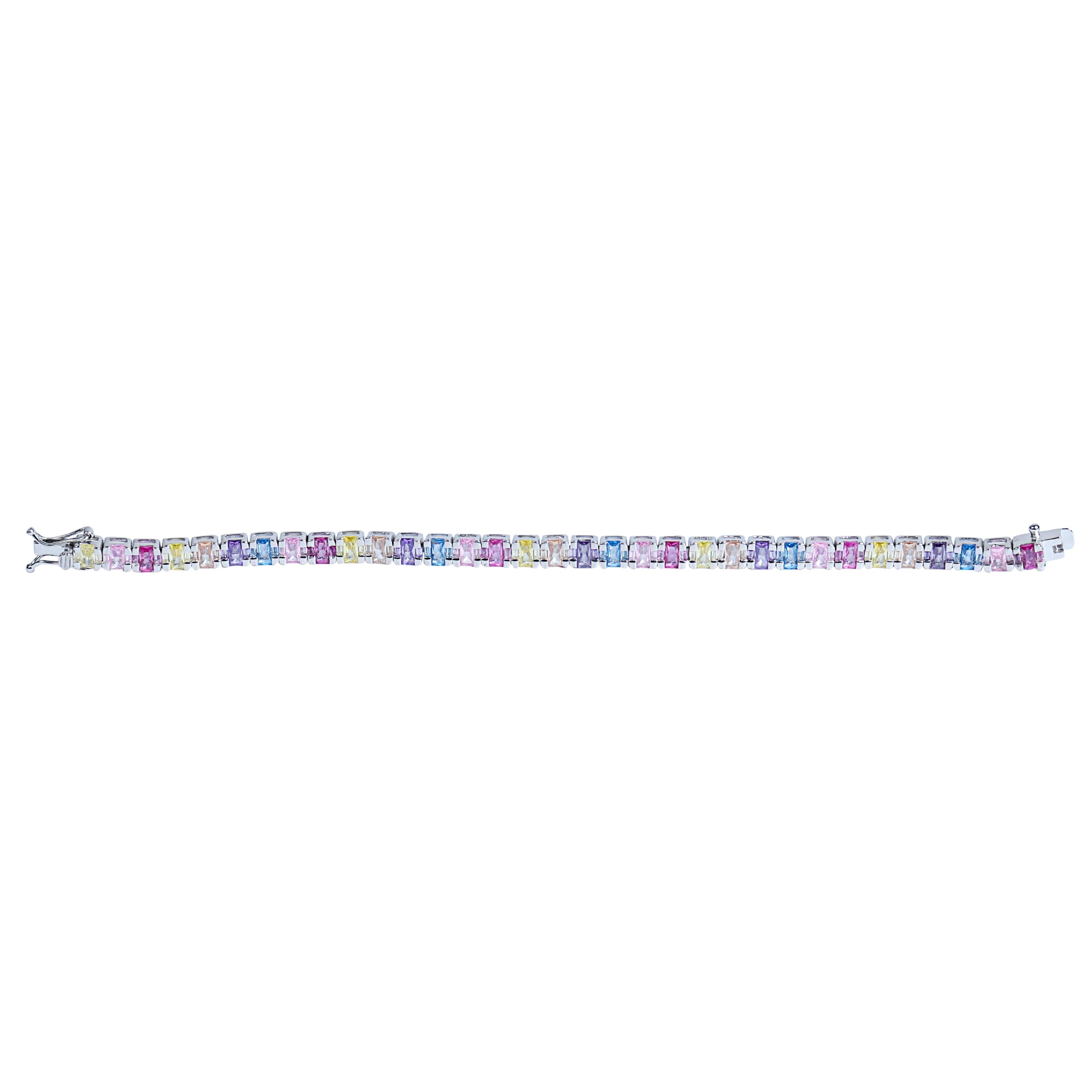 SPARKLING MULTICOLOUR SILVER BRACELET WITH SHINY STONES FOR WOMEN