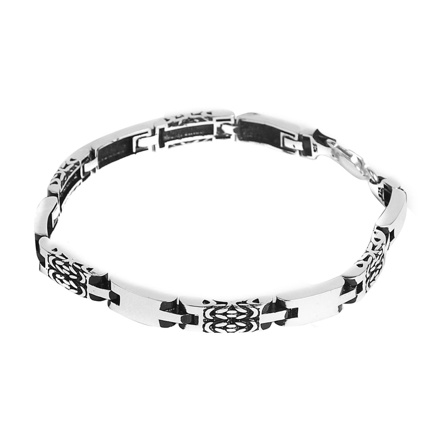 shiny silver bracelet with knots for men