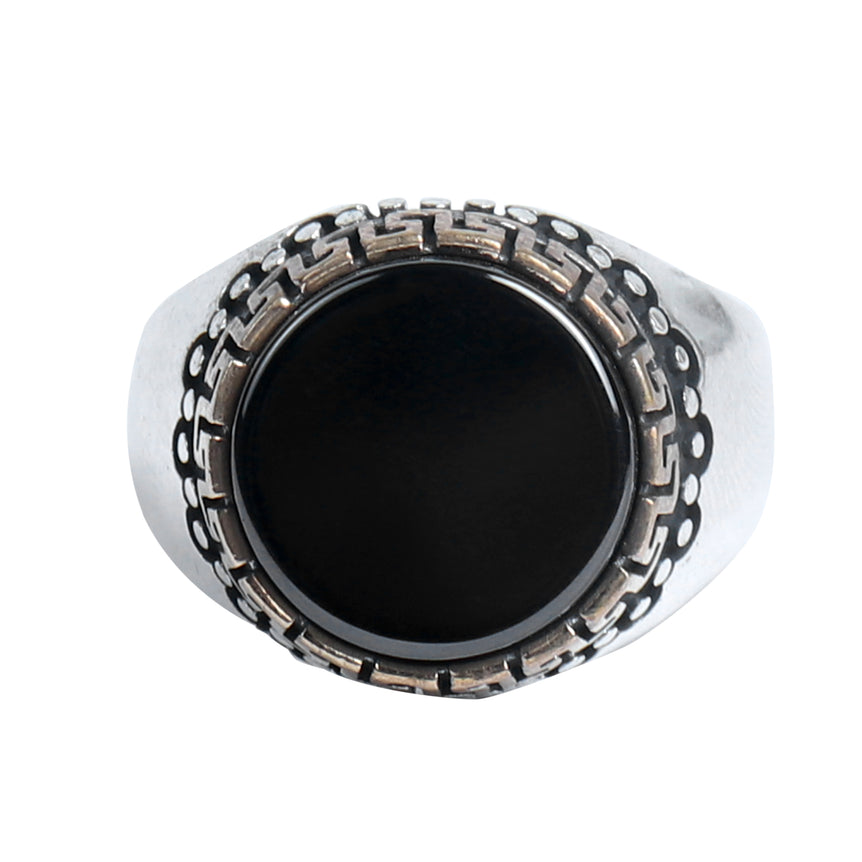 SILVER MEN RING WITH BLACK ONYX