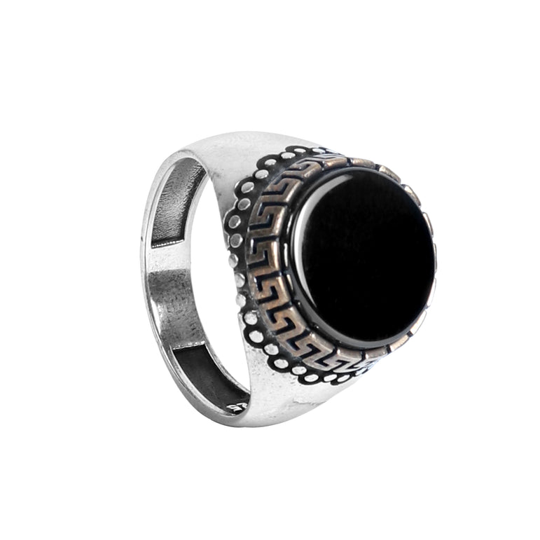 SILVER MEN RING WITH BLACK ONYX