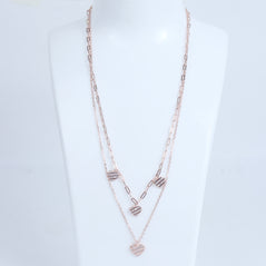 ROSE GOLD PLATED SILVER LAYERED NECKLACE WITH A HEART DESIGN